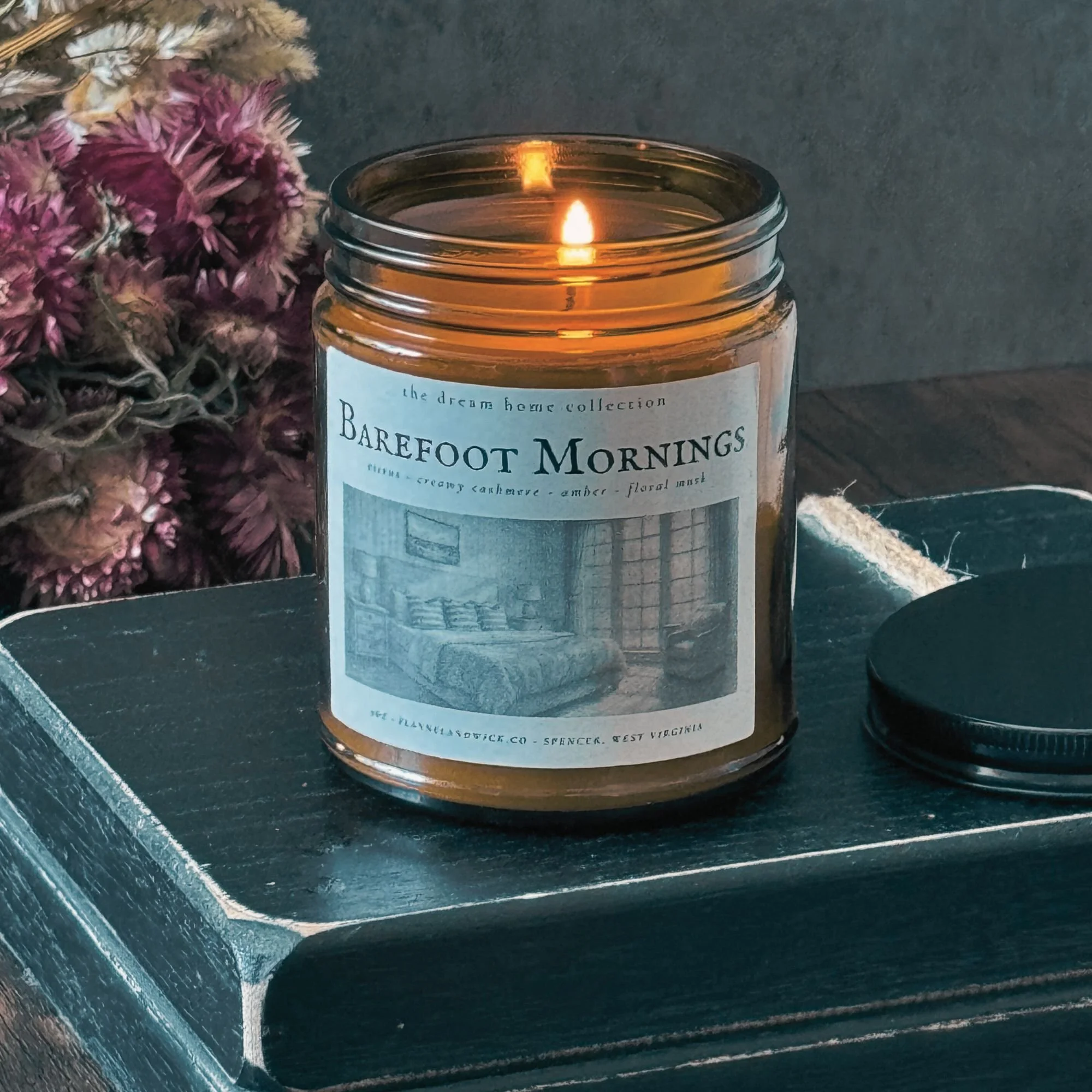Barefoot Mornings 7oz Soy Candle Flannel and Wick