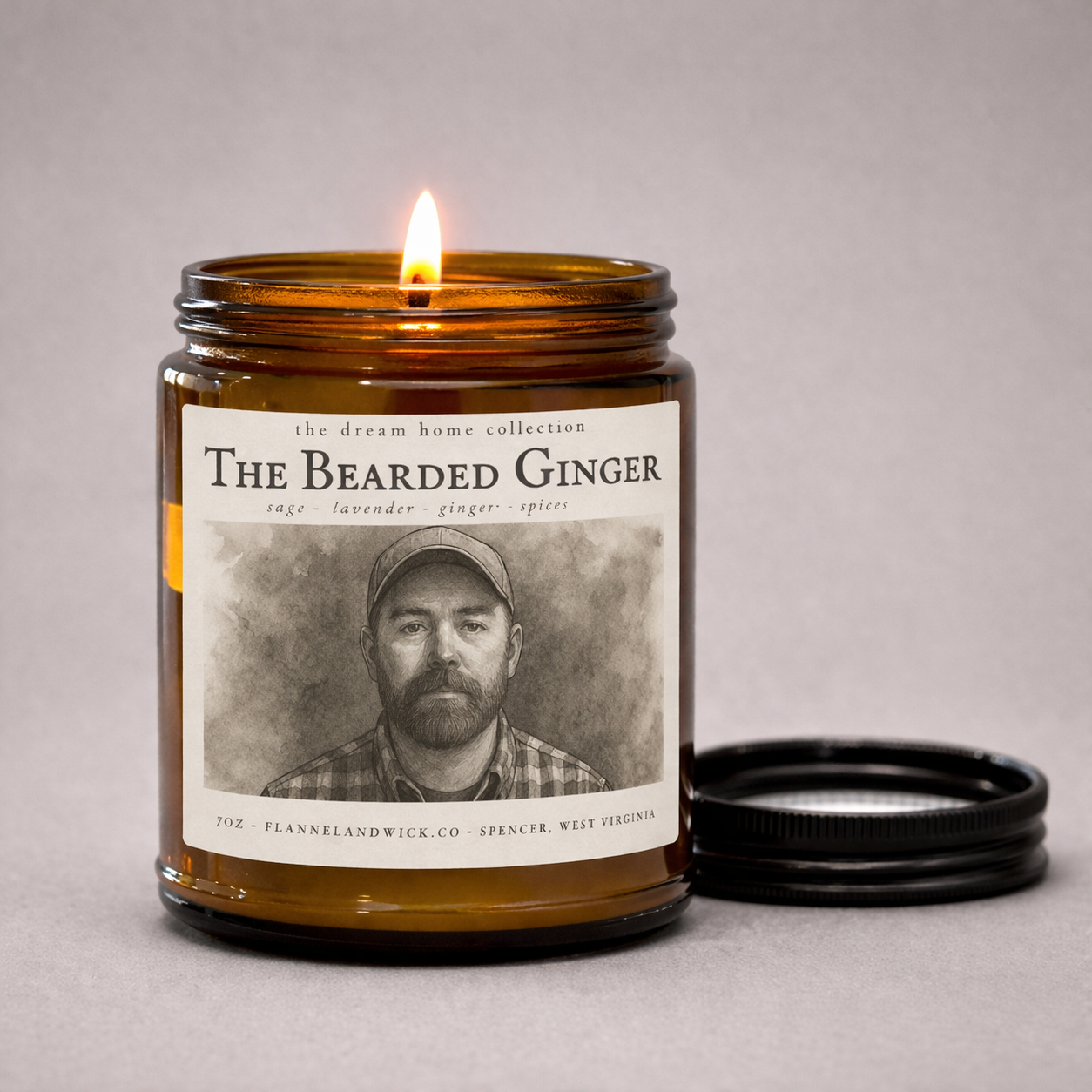 bearded ginger candle lit.png
