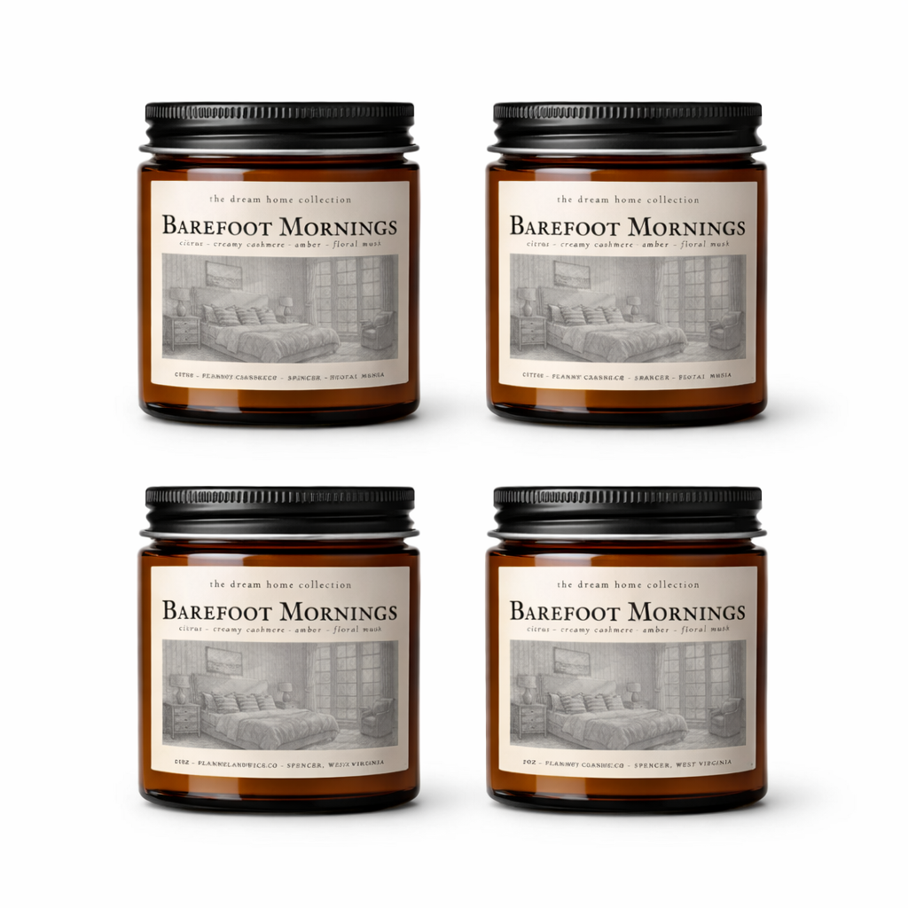 4 Pack Barefoot Mornings 7oz Amber Jar