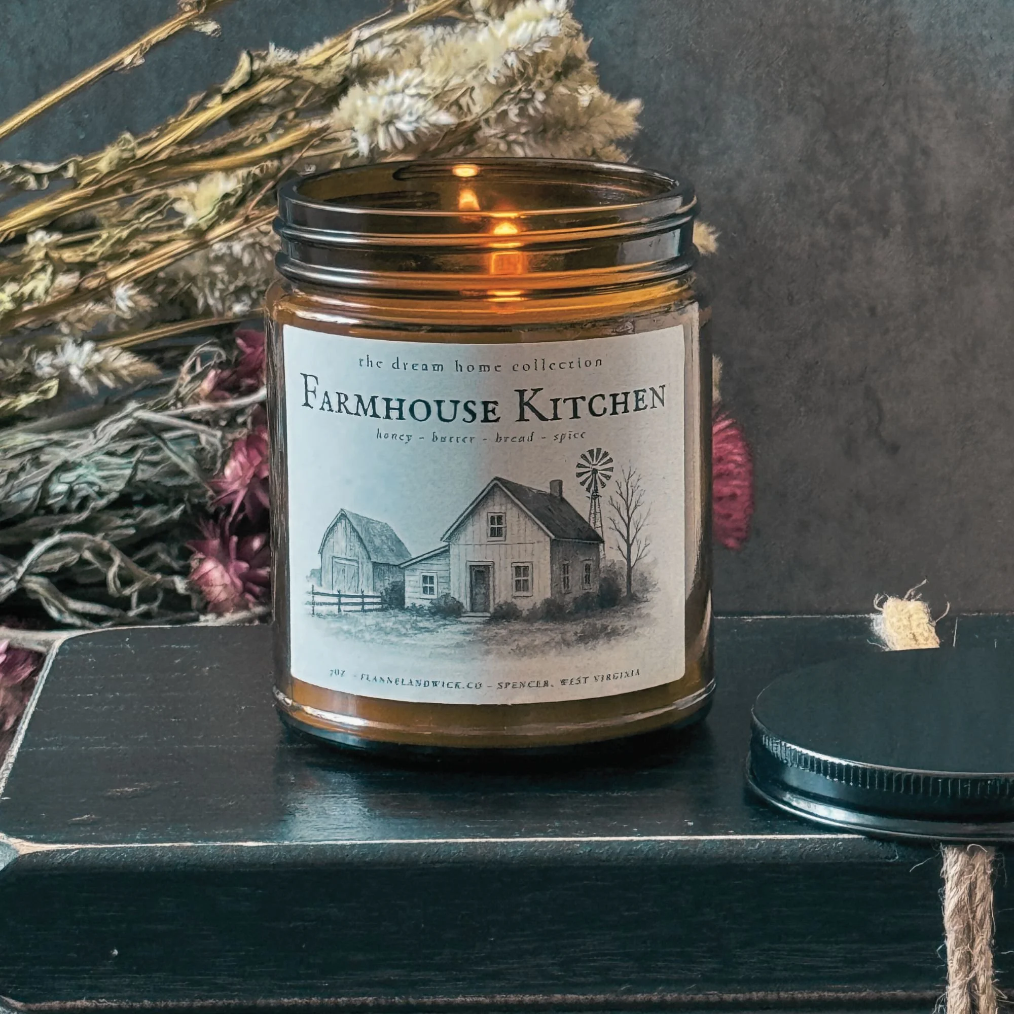 Farmhouse Kitchen 7oz Soy Candle Flannel and wick timothy p. livingston