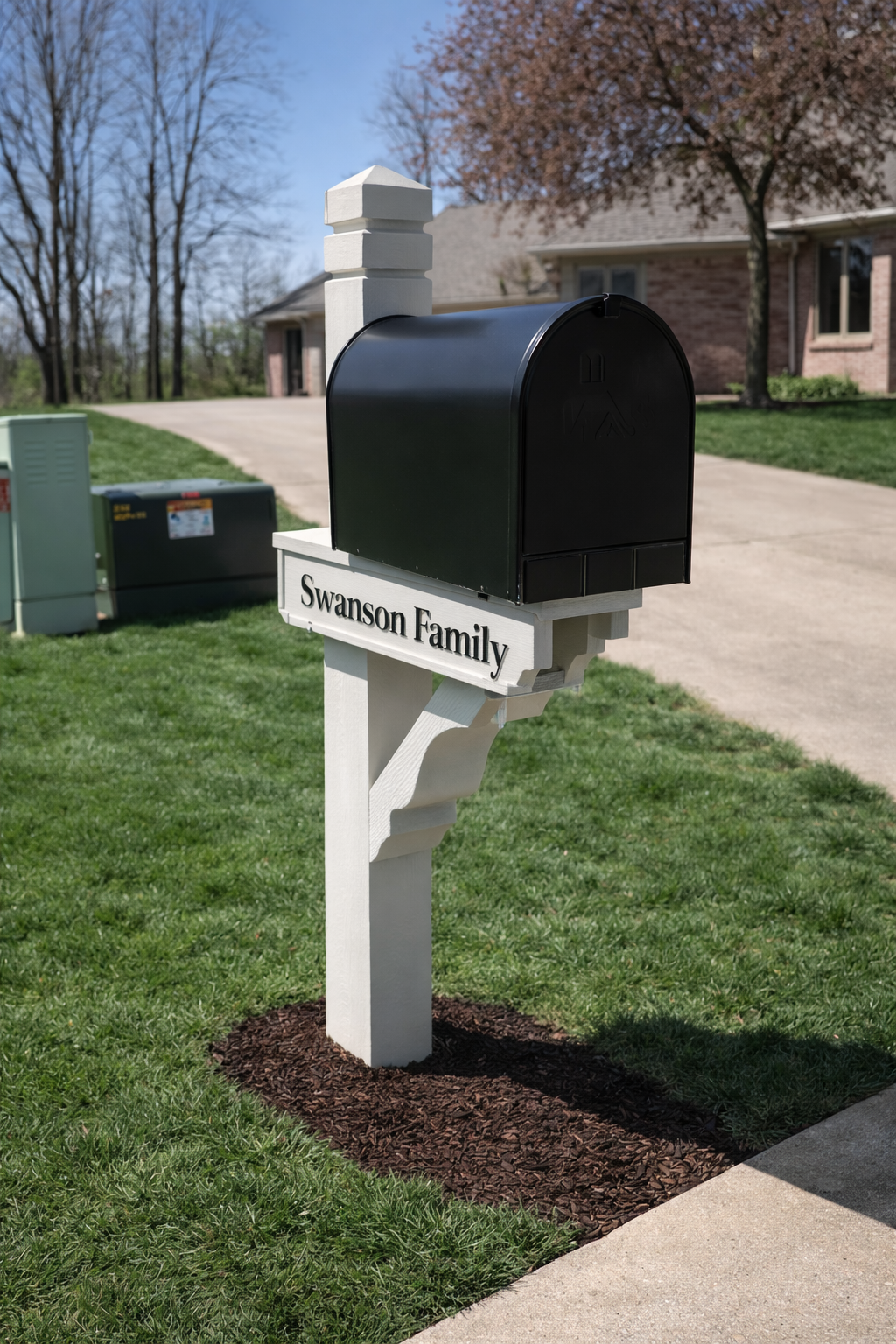 Personalized mailbox in suburban setting.png