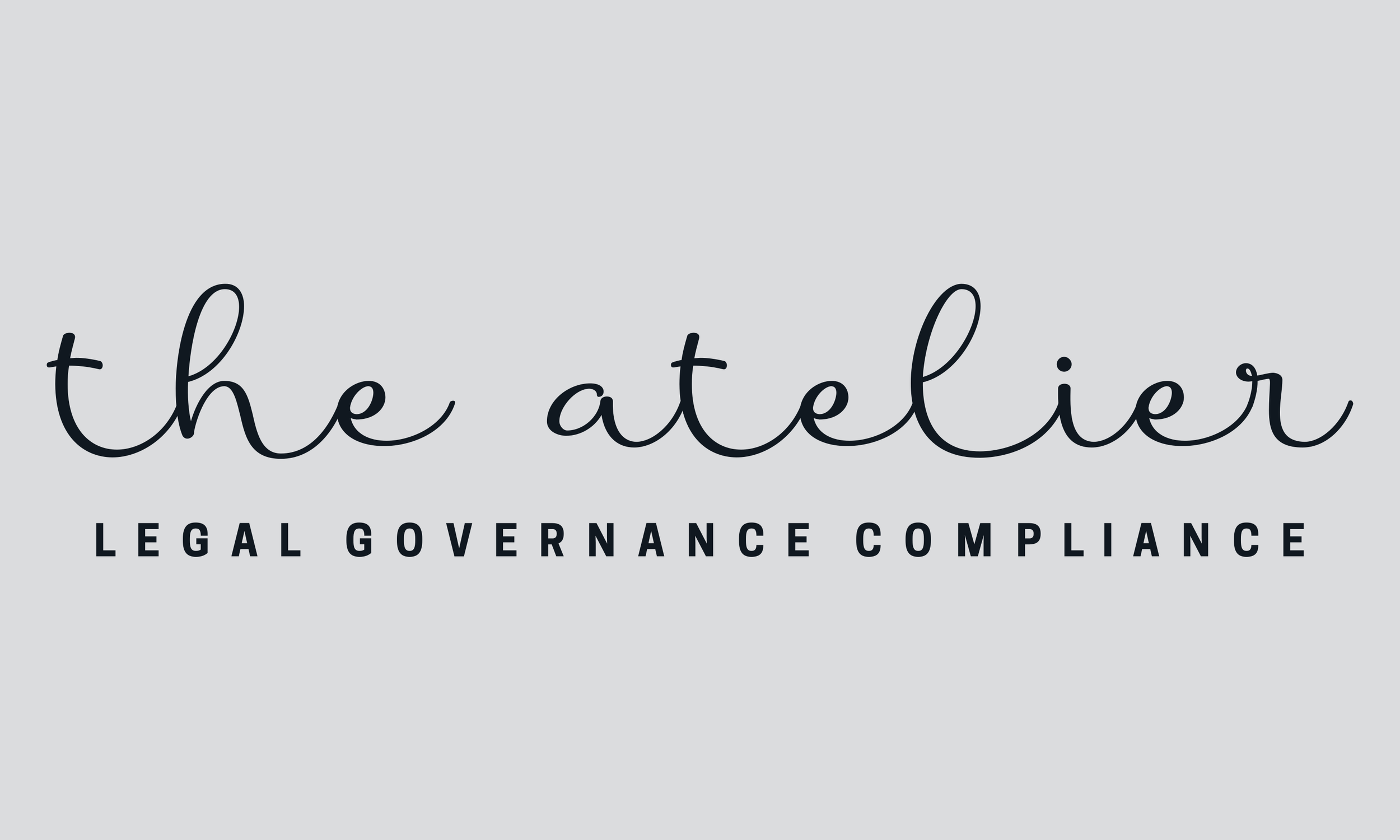 Text reading 'the attorney' in black cursive font with a tagline 'Legal Governance Compliance' in all caps below, on a light gray background.