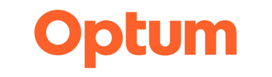 The word 'Optum' written in large, bold, orange letters against a black background.