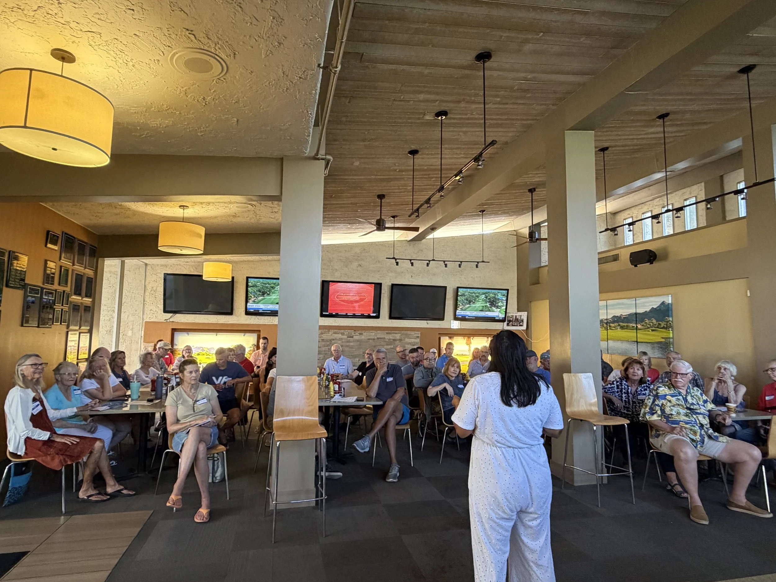 Palm Springs Mayor Naomi Soto addresses homeowners at the TCGNO Annual Meeting, held March 21, 2026, at Tahquitz Creek Golf Resort.