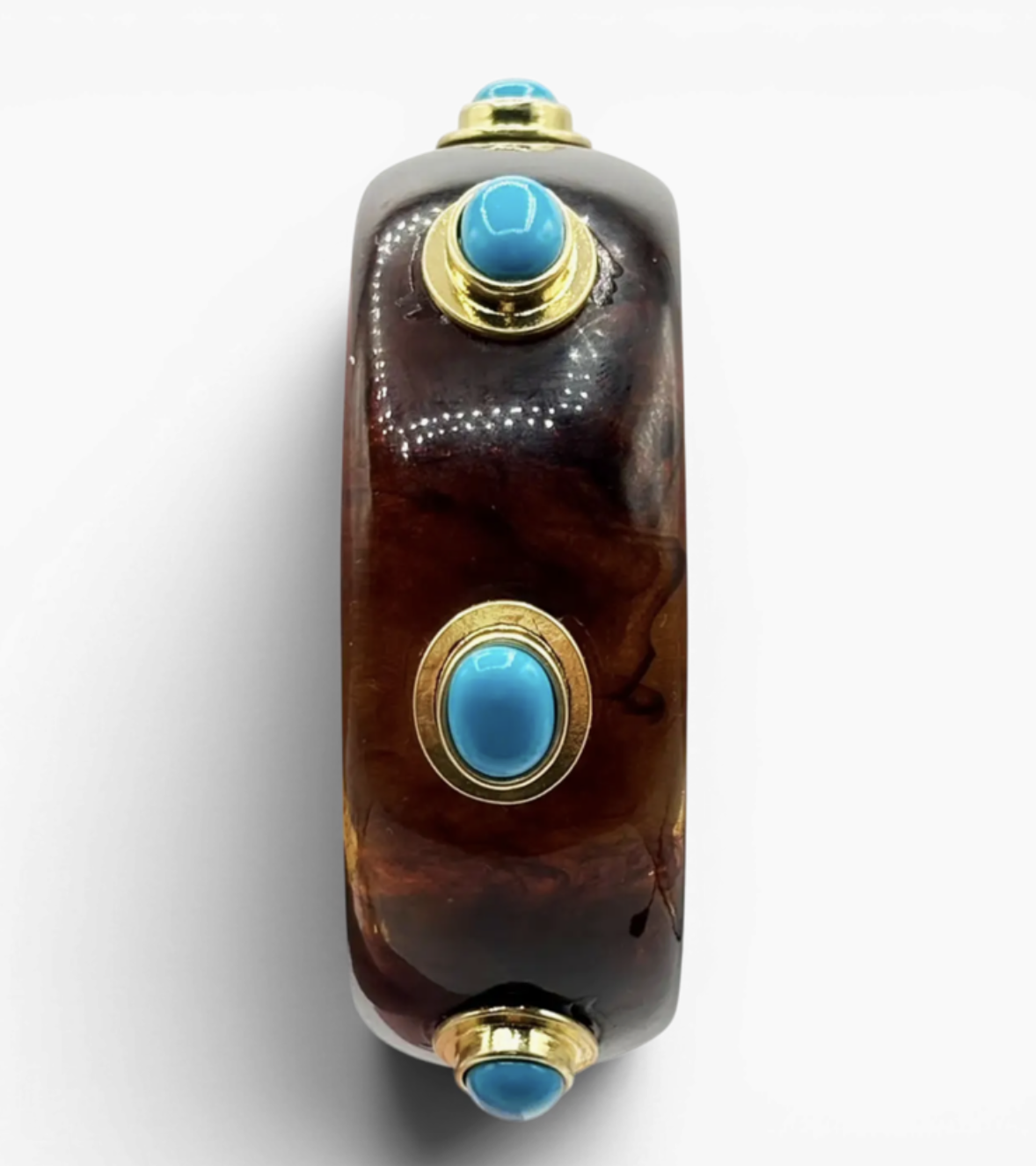 Bangle in Tortoise Resin and Turquoise Stones