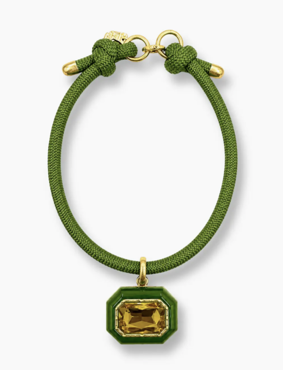 Green Resin Octagon and Topaz Crystal Pendant