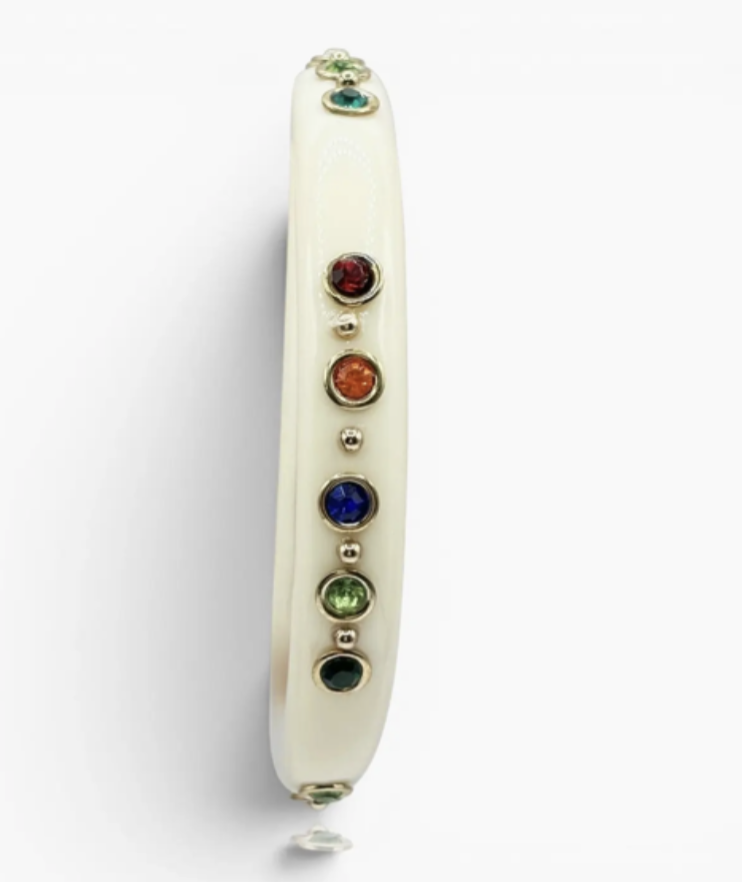 Holland Ivory Resin Studded Resin Bangle