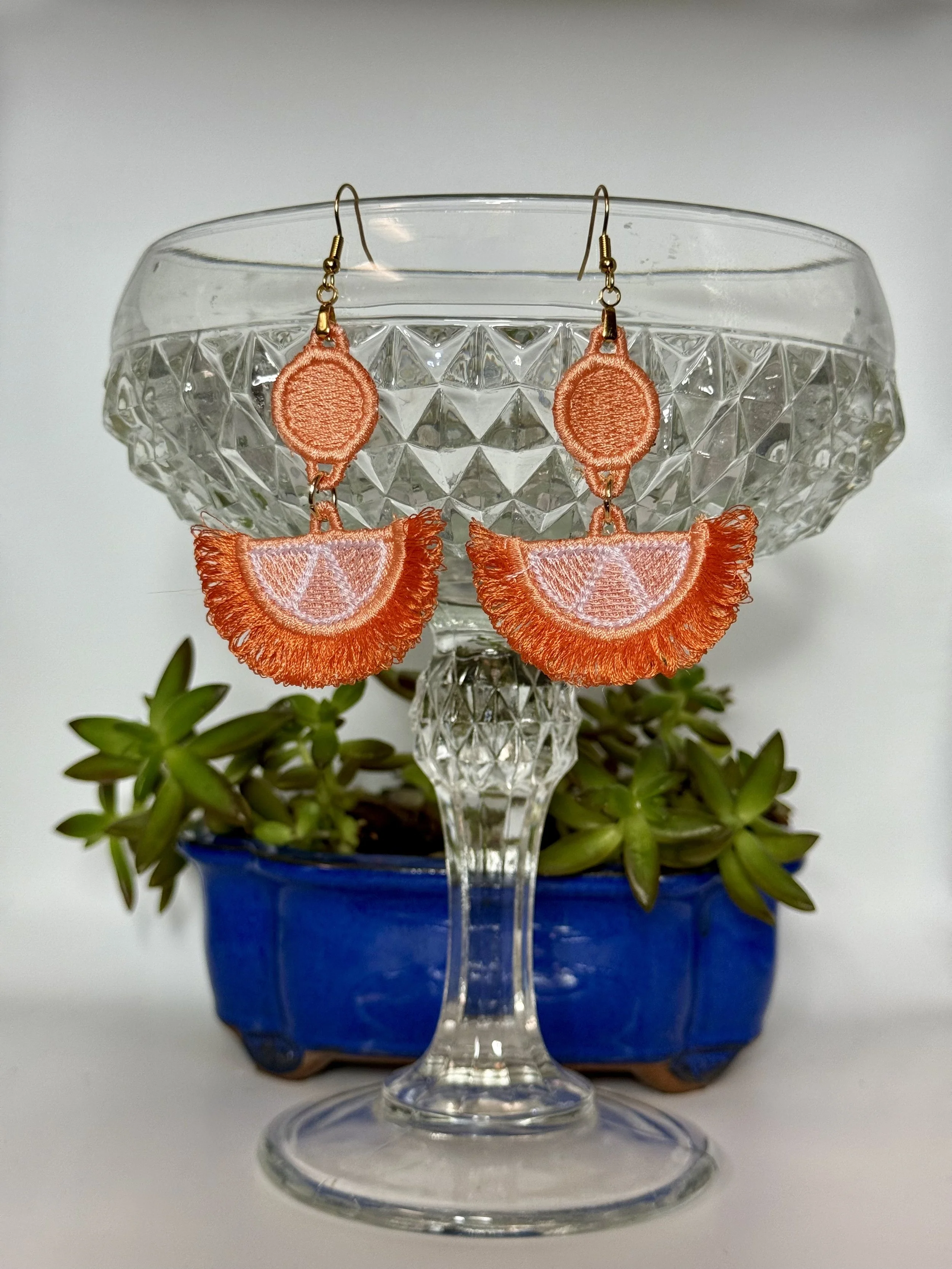 Orange Fringe Free-Standing Lace Earrings (Copy)