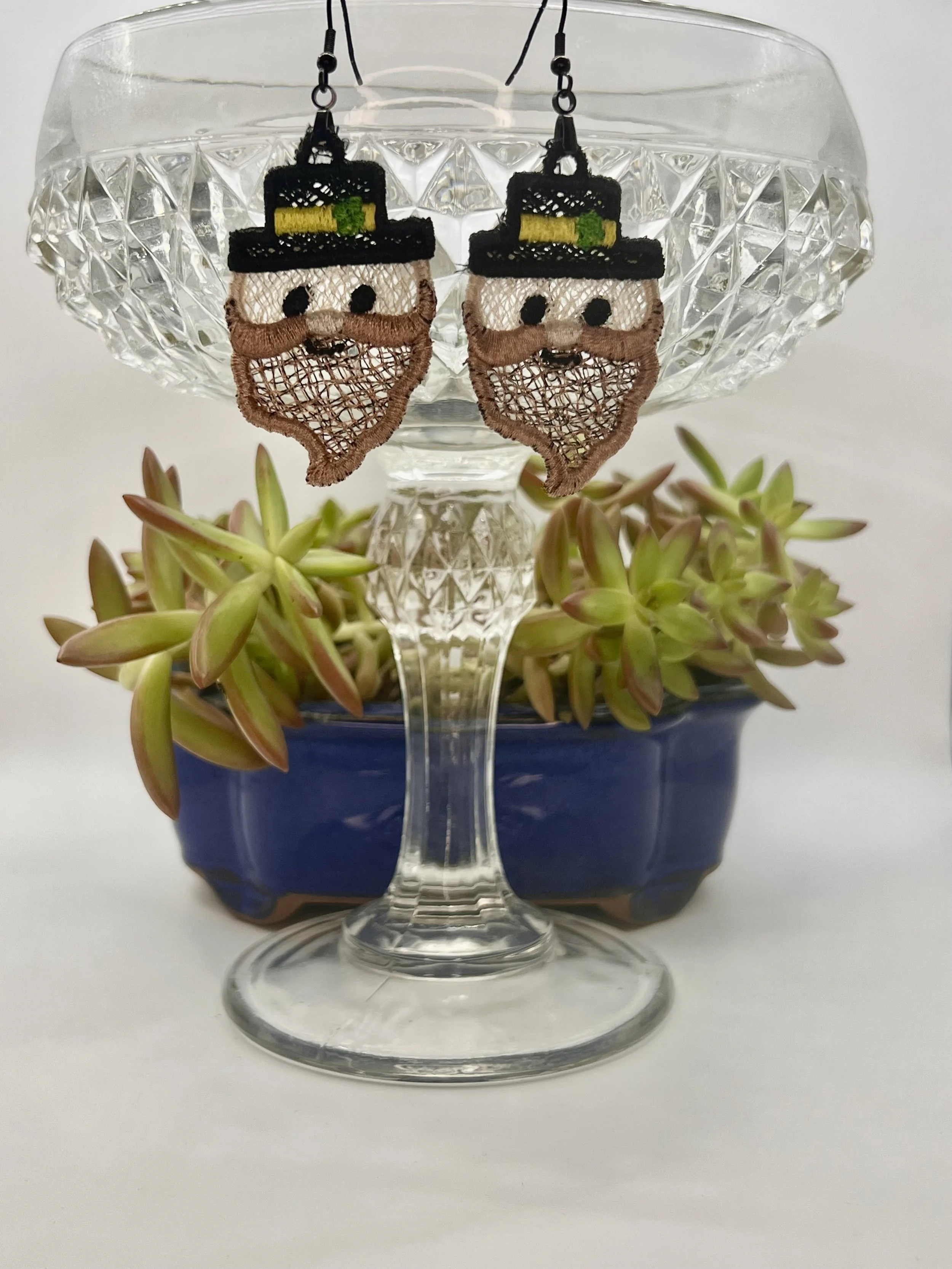 Leprechaun Free-Standing Lace Earrings — Handmade St. Patrick’s Day Jewelry