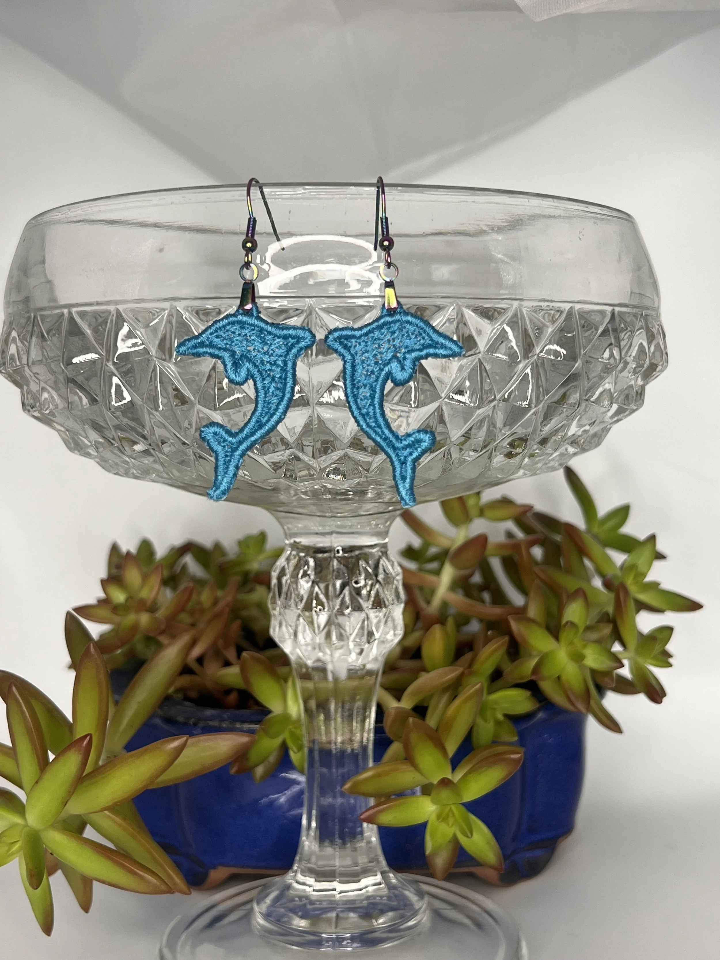 🐬 Dolphin Free-Standing Lace Earrings — Ocean Inspired Jewelry