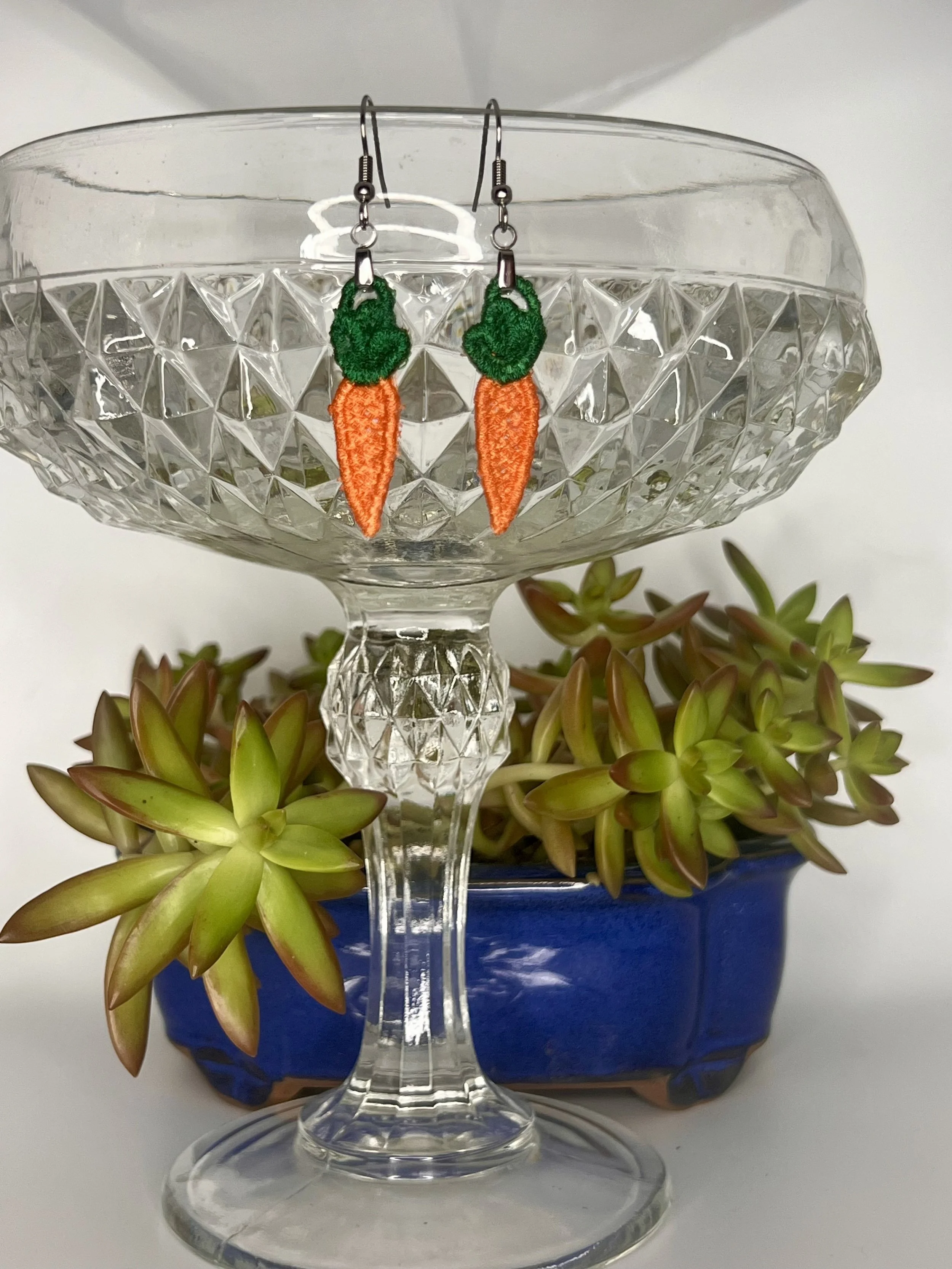 Carrot Free-Standing Lace Earrings — Whimsical Easter & Spring Statement Jewelry