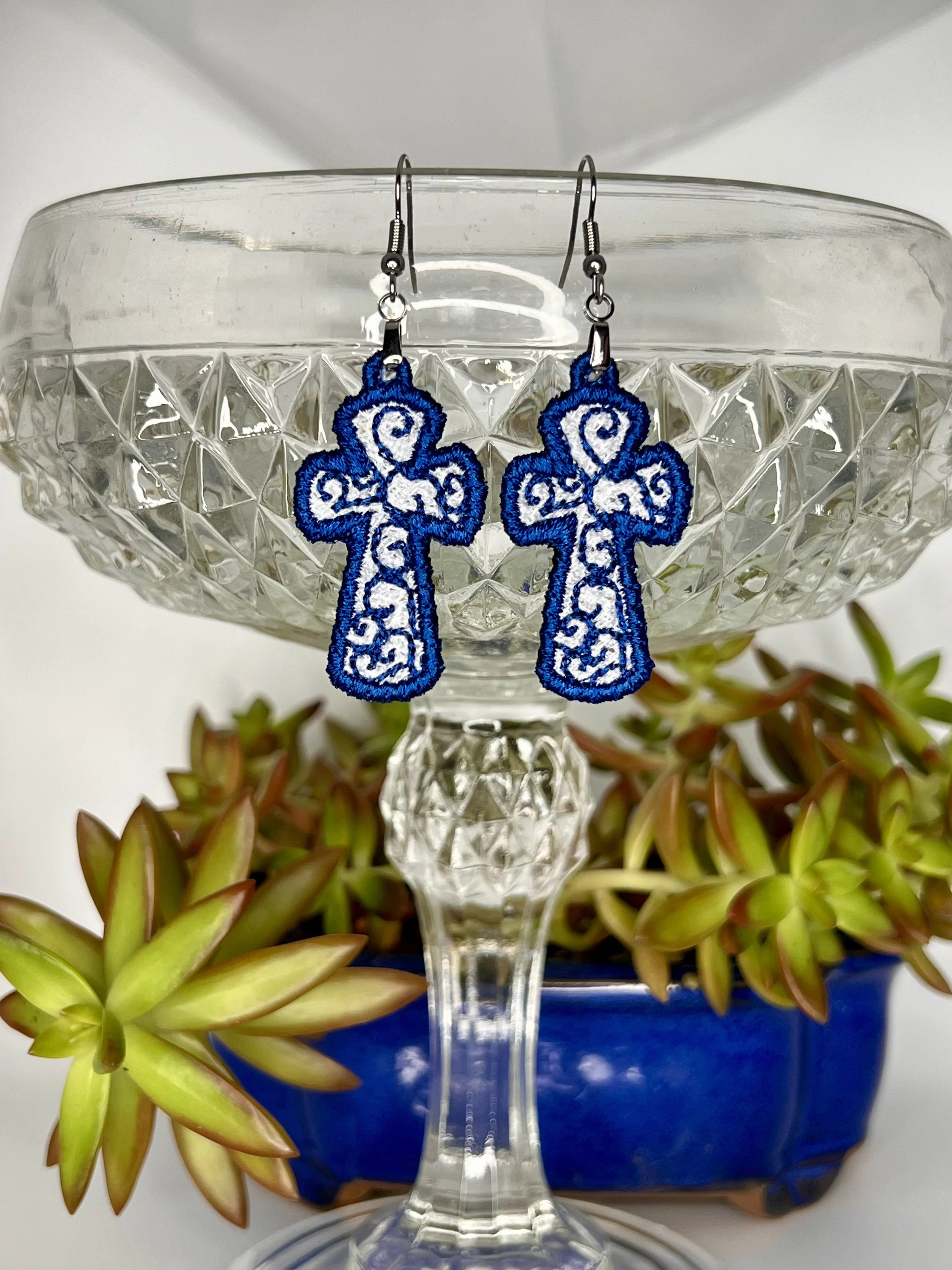 Swirl Cross Free-Standing Lace Earrings – Handmade Spiritual Jewelry
