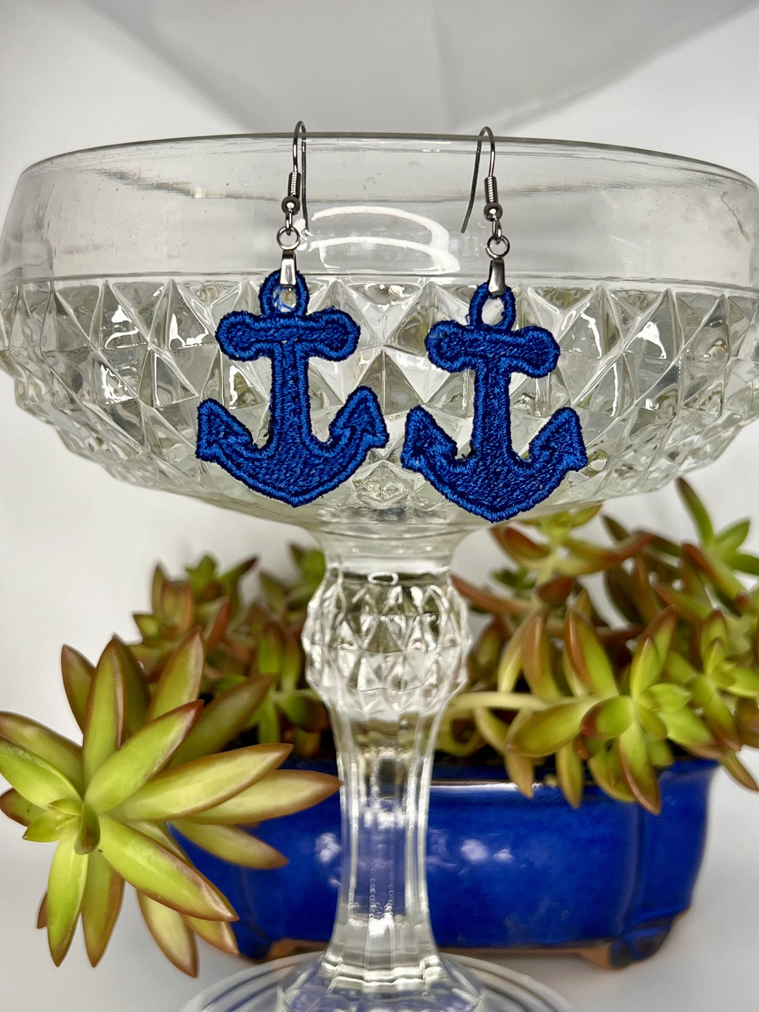 Filled Anchor Free-Standing Lace Earrings — Bold Nautical Statement Jewelry
