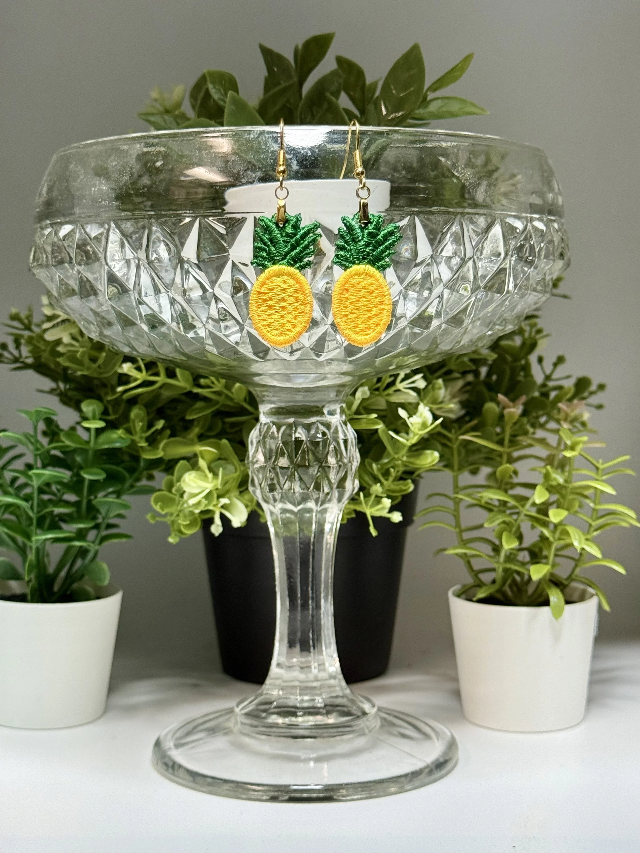 Pineapple Free-Standing Lace Earrings – Handmade Whimsical Jewelry