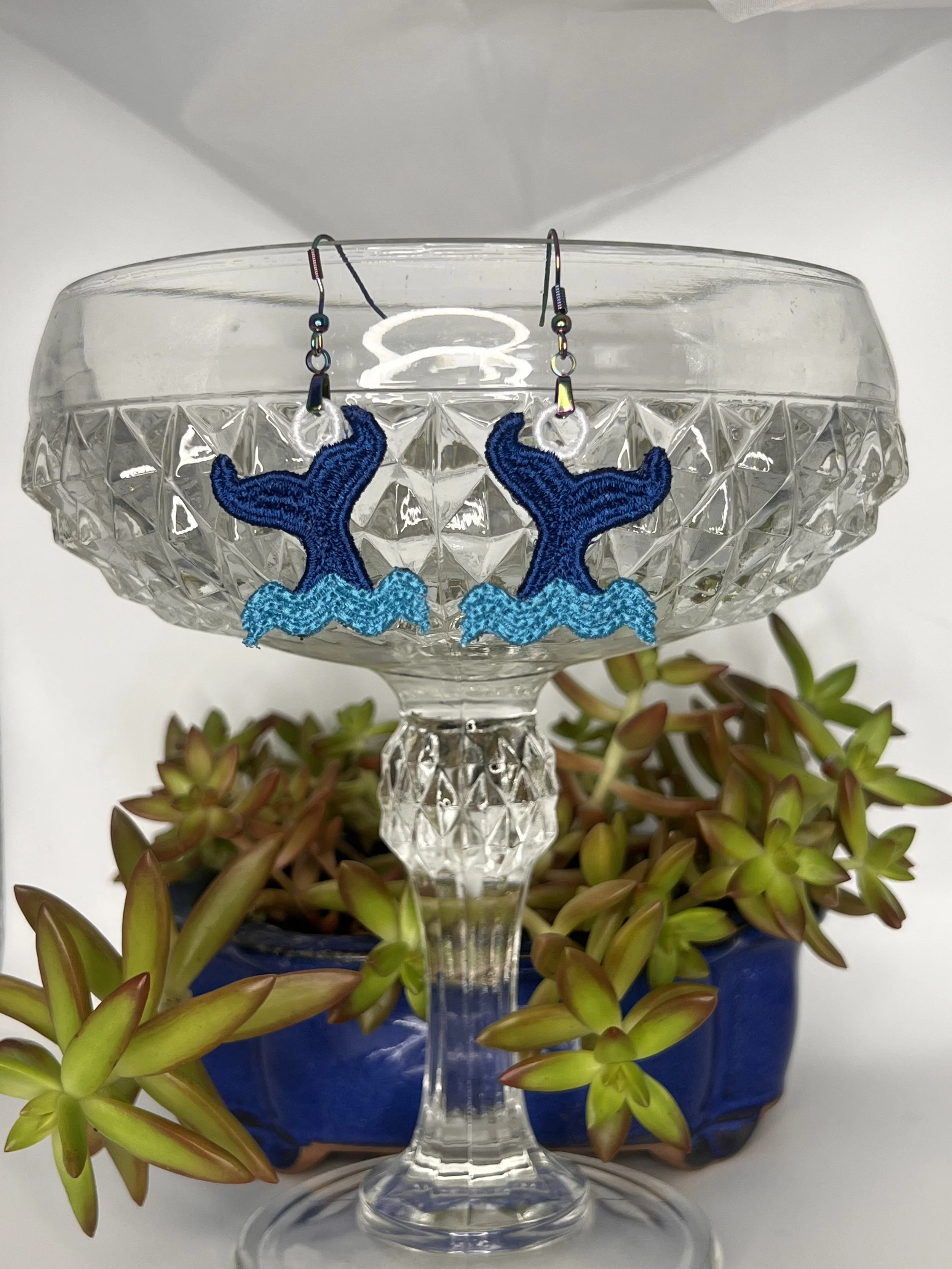 Whale Tail Free-Standing Lace Earrings — Coastal Statement Jewelry