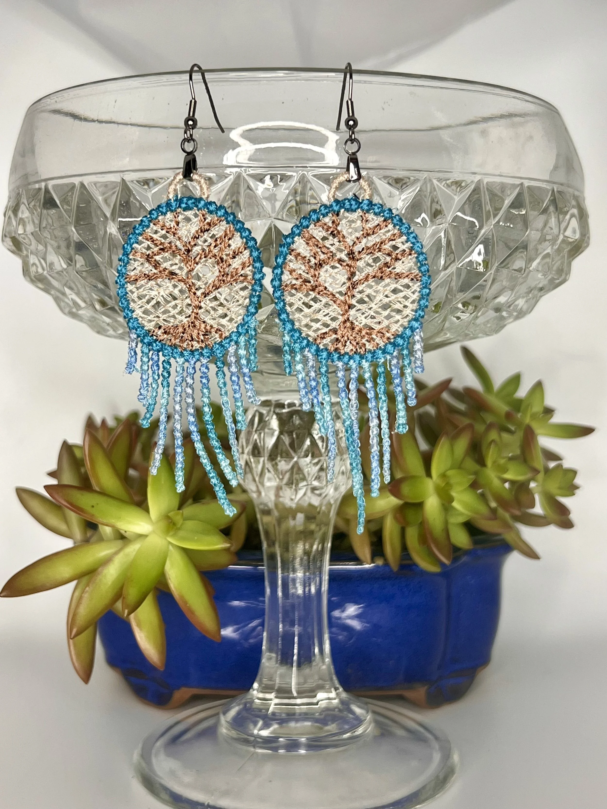Tree of Life Dream Catcher Free-Standing Lace Earrings