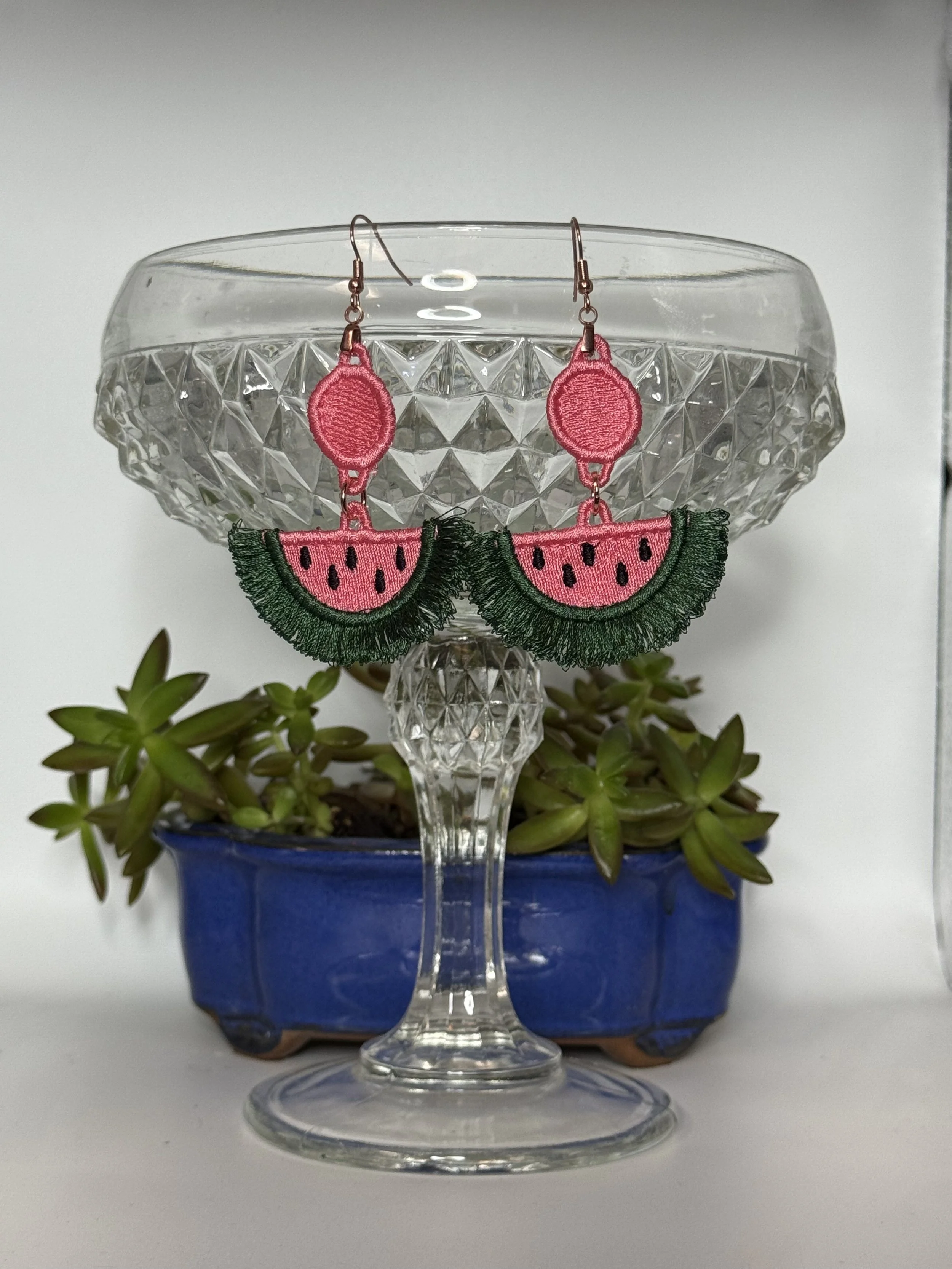 Watermelon Fringe Free-Standing Lace Earrings