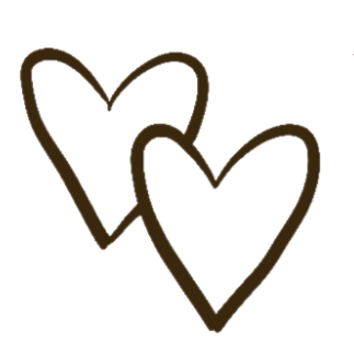 Two overlapping heart outlines on a black background.