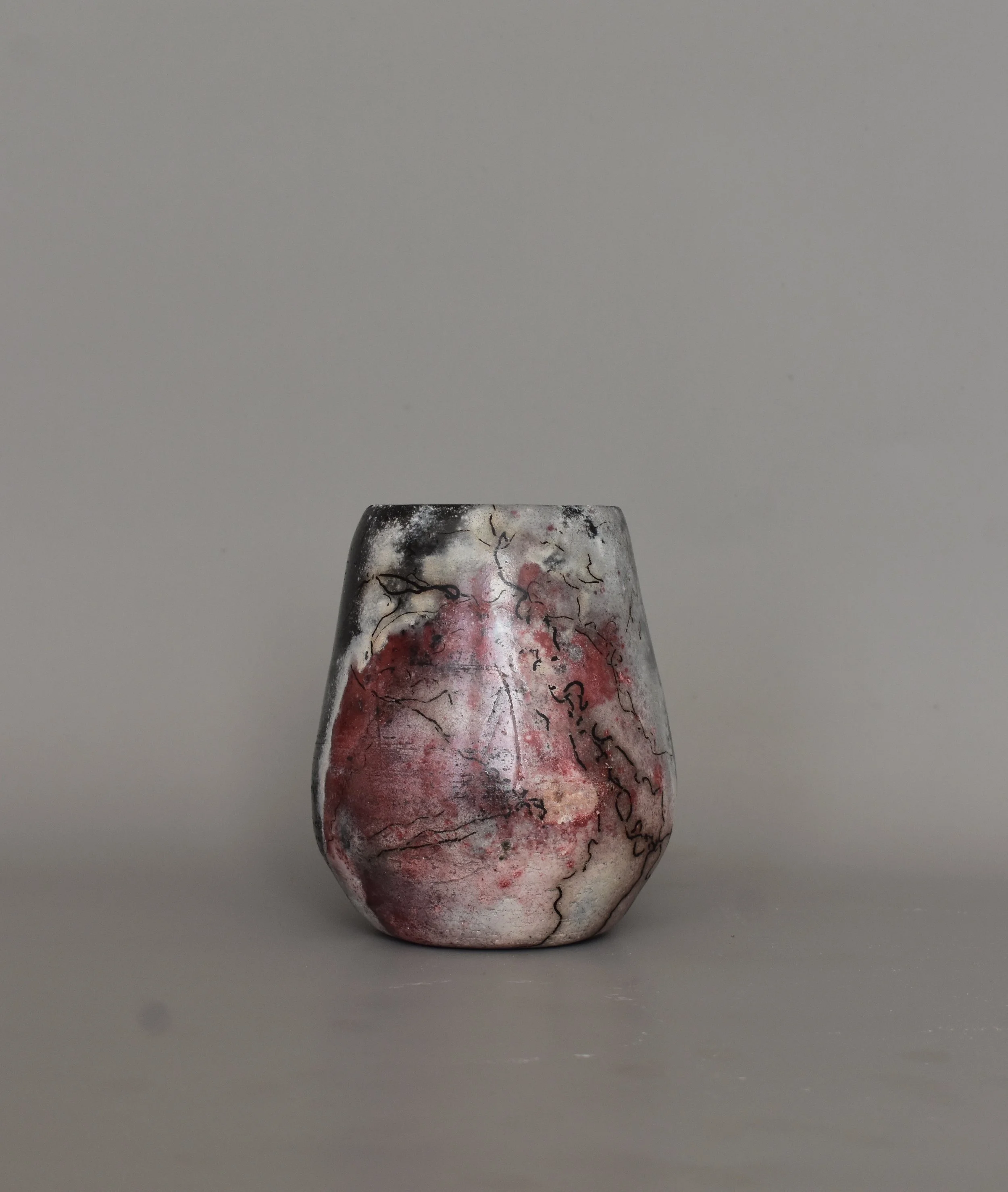 Pit-fire decorative cup 5" x 4" x 4" 