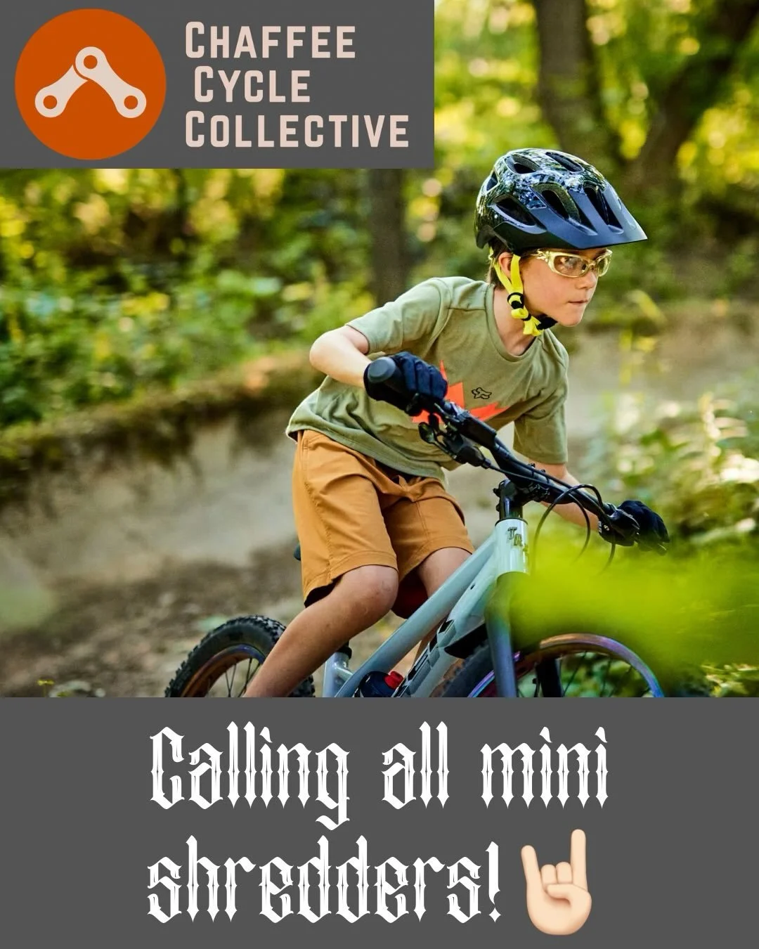 📢 ATTENTION LOCAL RIPPERS 📢

Chaffee Cycle Collective has several highly capable 20&rdquo; wheel mountain bikes perfect for your little charger! These are proper trail bikes, ready for anything your kid can throw at them. This would generally be fo