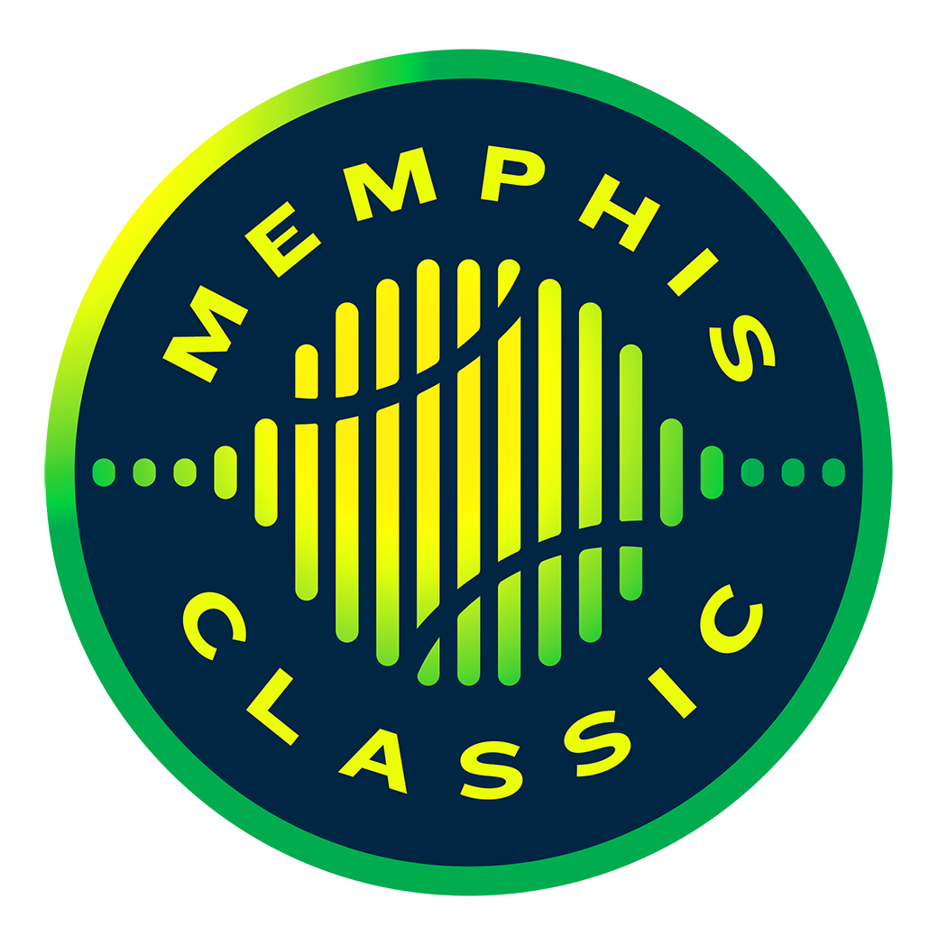 Logo of Memphis Classic featuring a circular design with a barcode pattern in the center, surrounded by the words 'MEMPHIS' at the top and 'CLASSIC' at the bottom