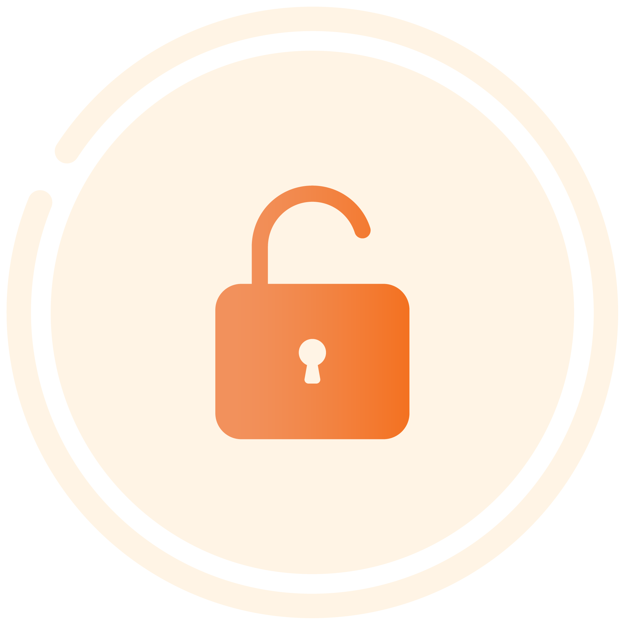 Icon of an open padlock, symbolizing unlocked or security access.