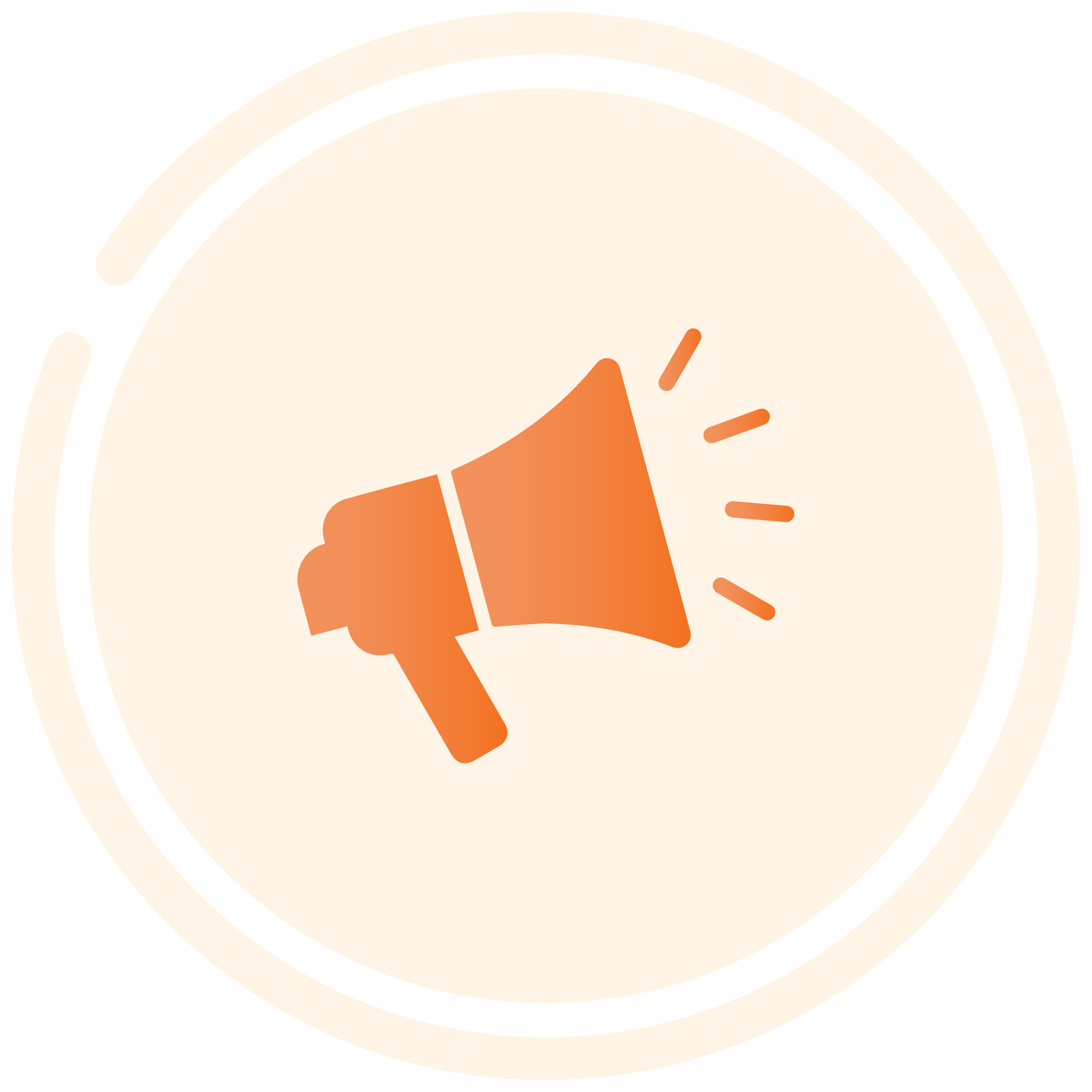 Icon of a megaphone with sound lines, indicating announcement or loudspeaking.