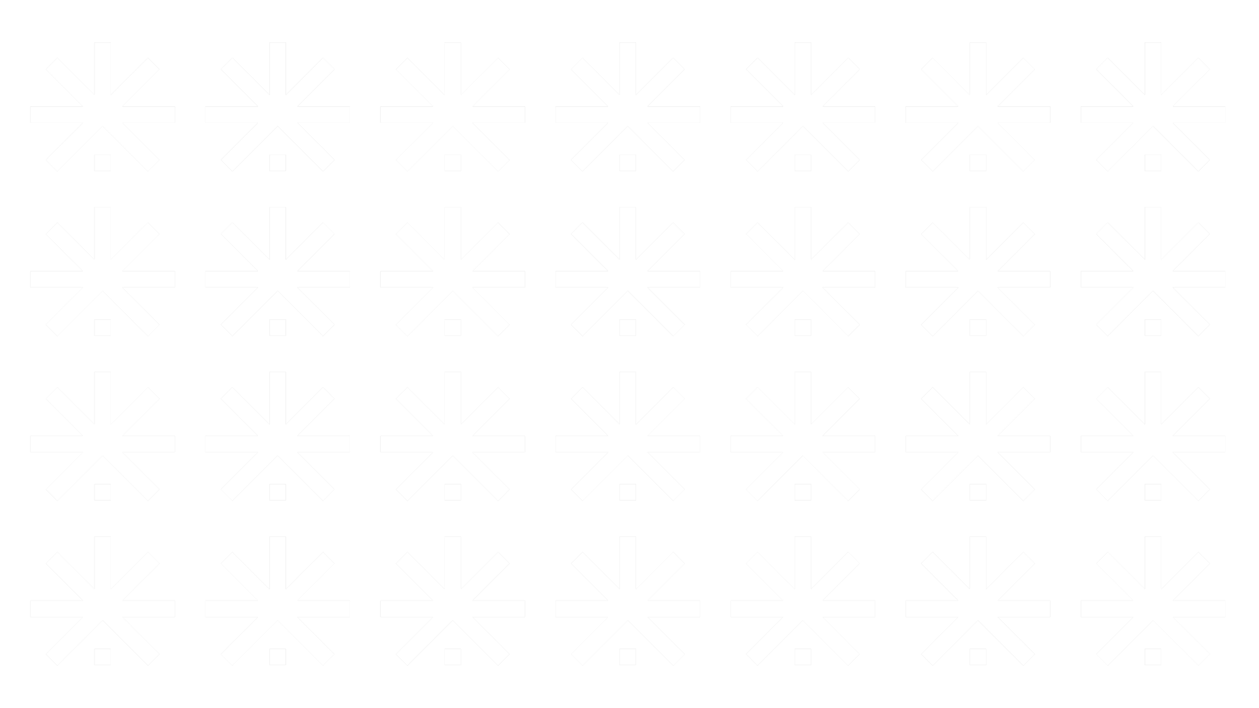A pattern of white an asterisk-like symbols with a small square beneath each, arranged in rows on a black background.