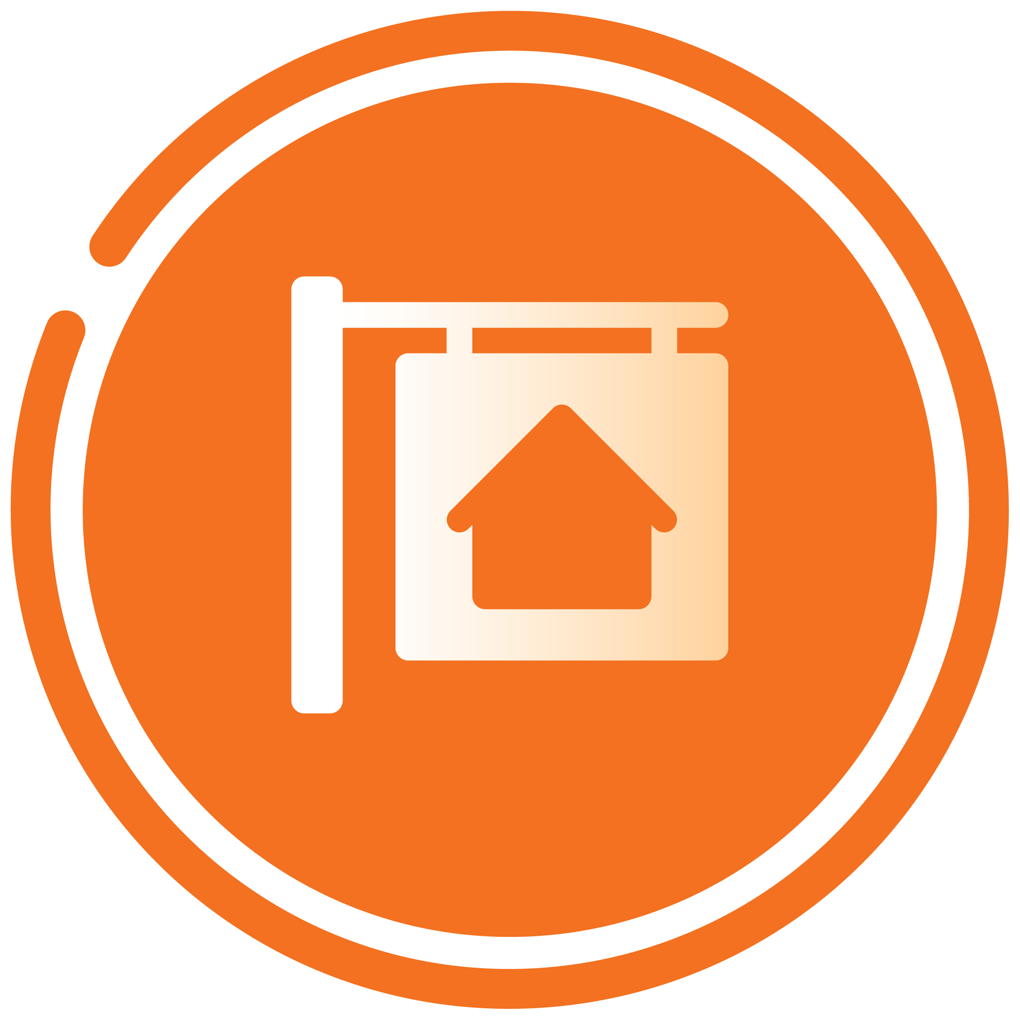 Smart home security alarm icon with a house symbol.