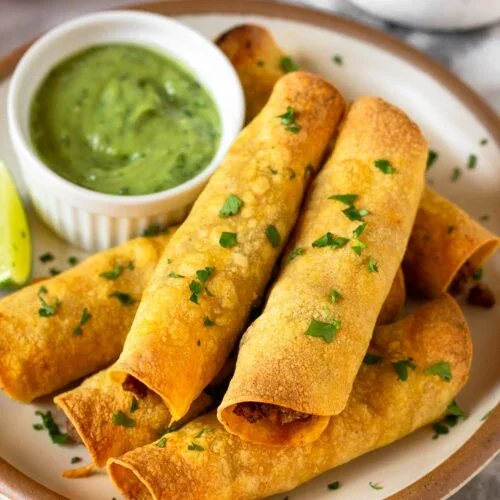 Ground Beef Taquitos with Guacamole