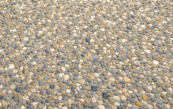Close-up of exposed aggregate concrete.