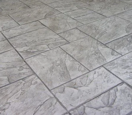 Close-up of stamped concrete.