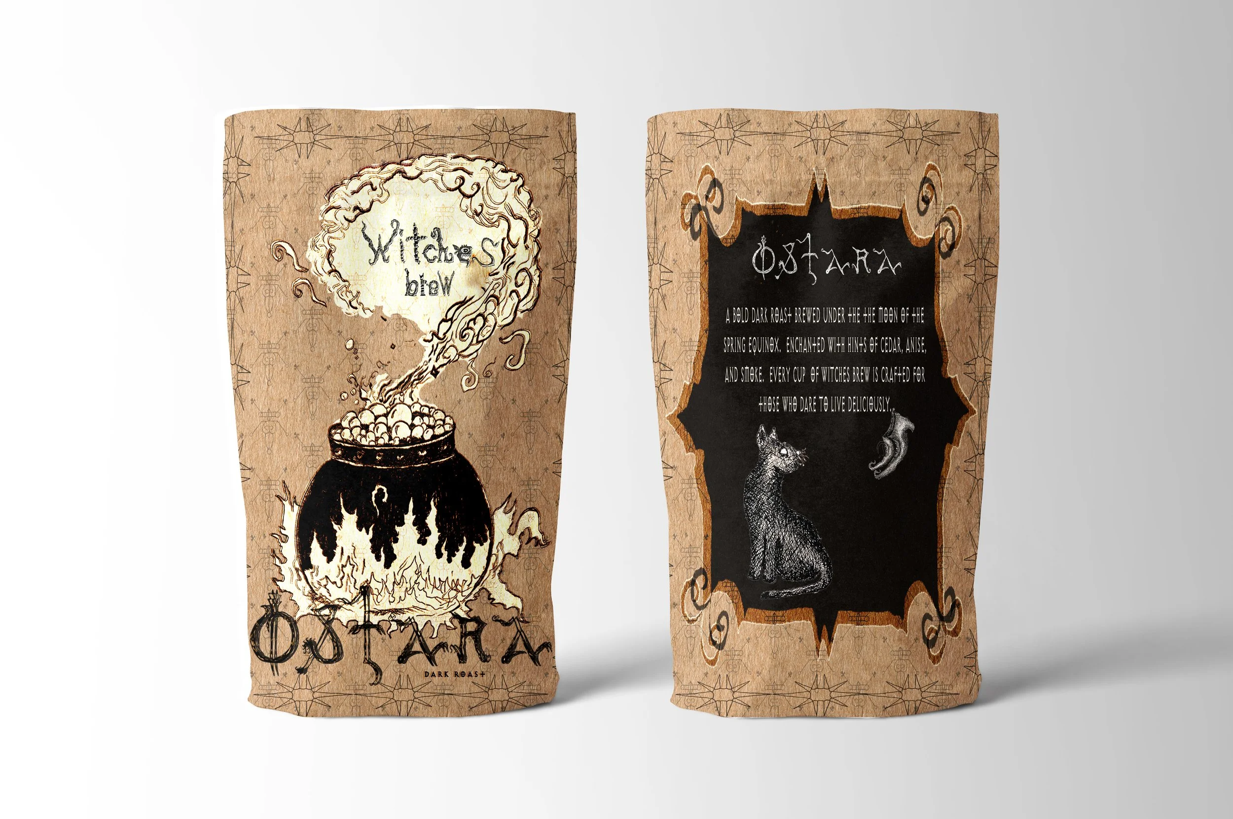 Ostara Coffee Bag - Celebrate the return of Spring with Witche's Brew.  This Wiccan inspired design is centerd around the pagan holiday of Ostara to  immerse you in the expiriencing of brewing in wicked fasion.  