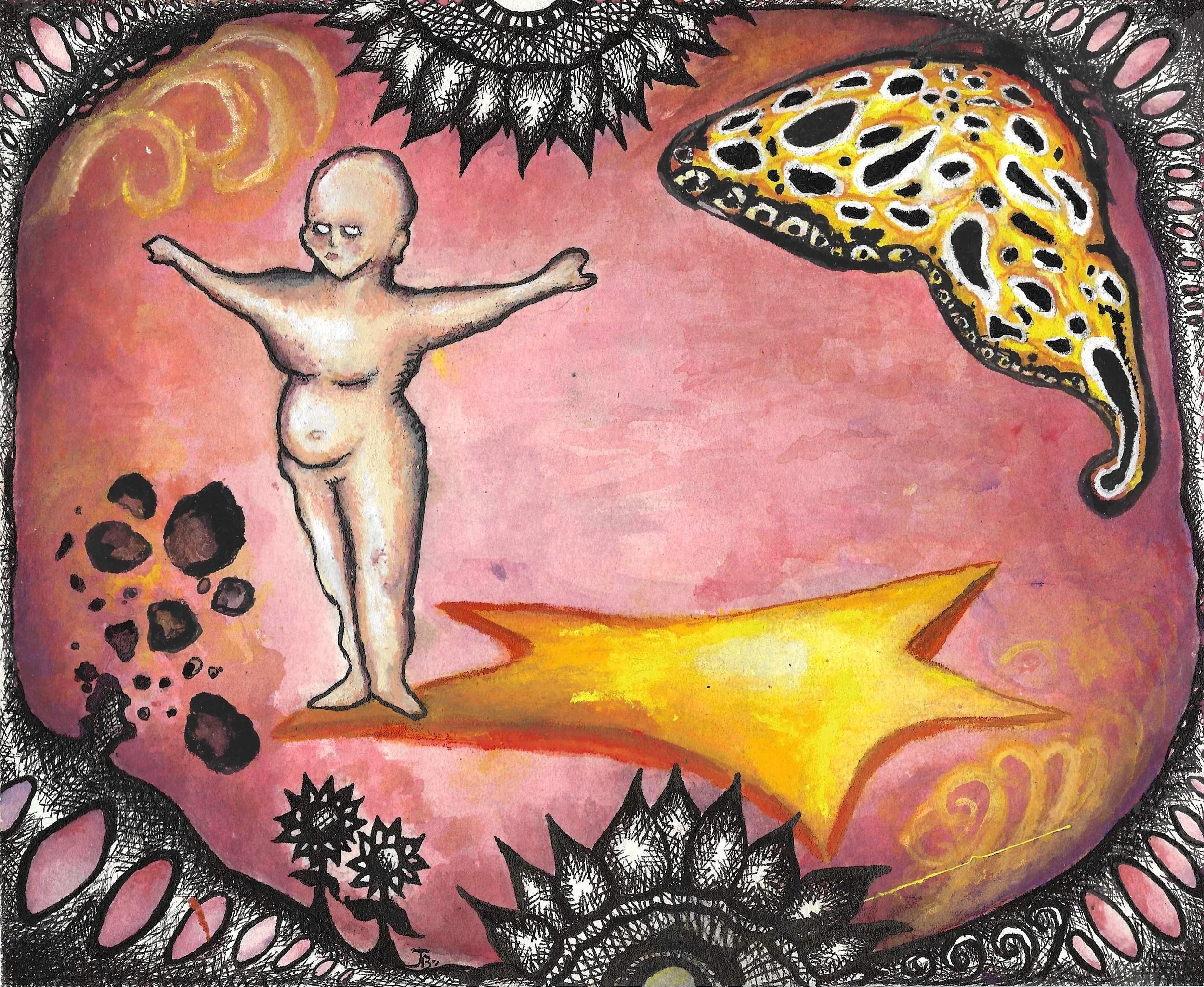 Life is Beautiful - Gouache and Ink on watercolor paper