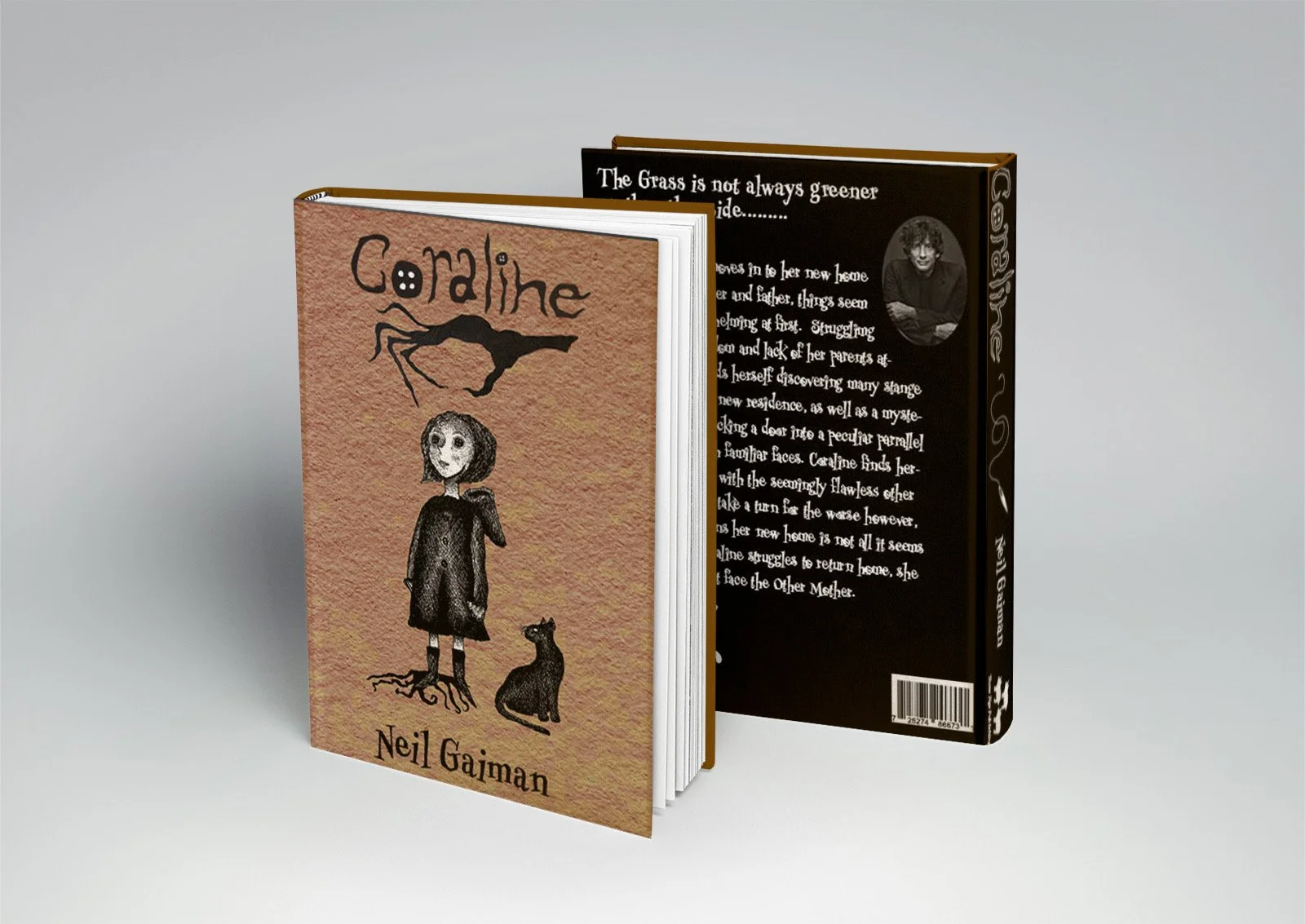 Coraline Book  - A reimagined take on the Illustrative approach for the Book Coraline.  This style was designed with the intention of creating a visual language that represents the story's creepy nature.