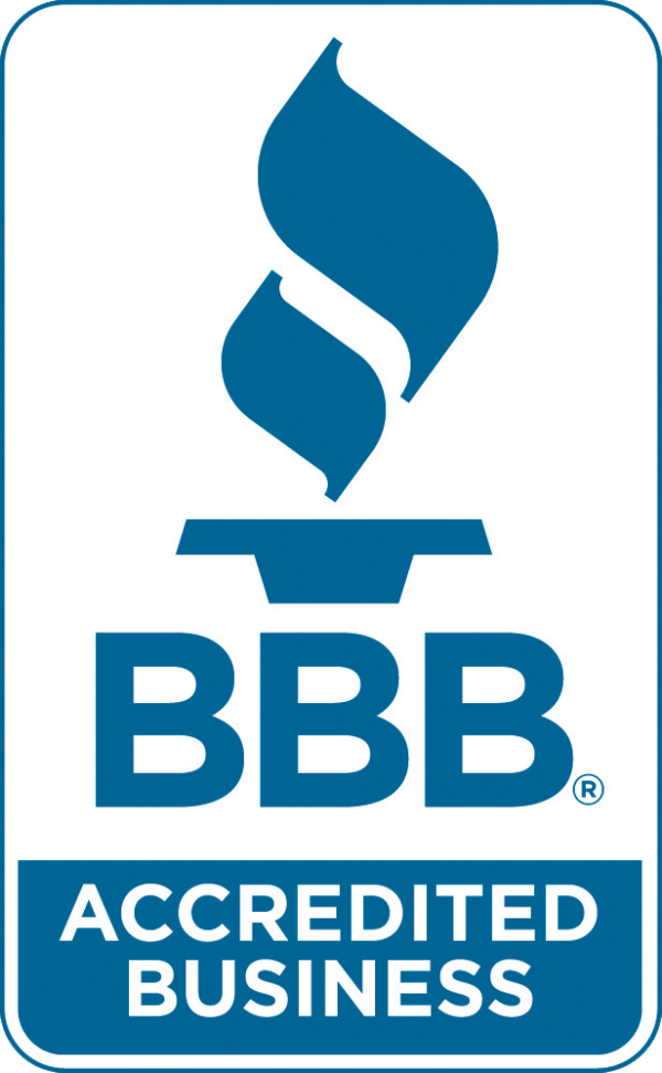 BBB Accredited Business logo with a torch symbol above the text.