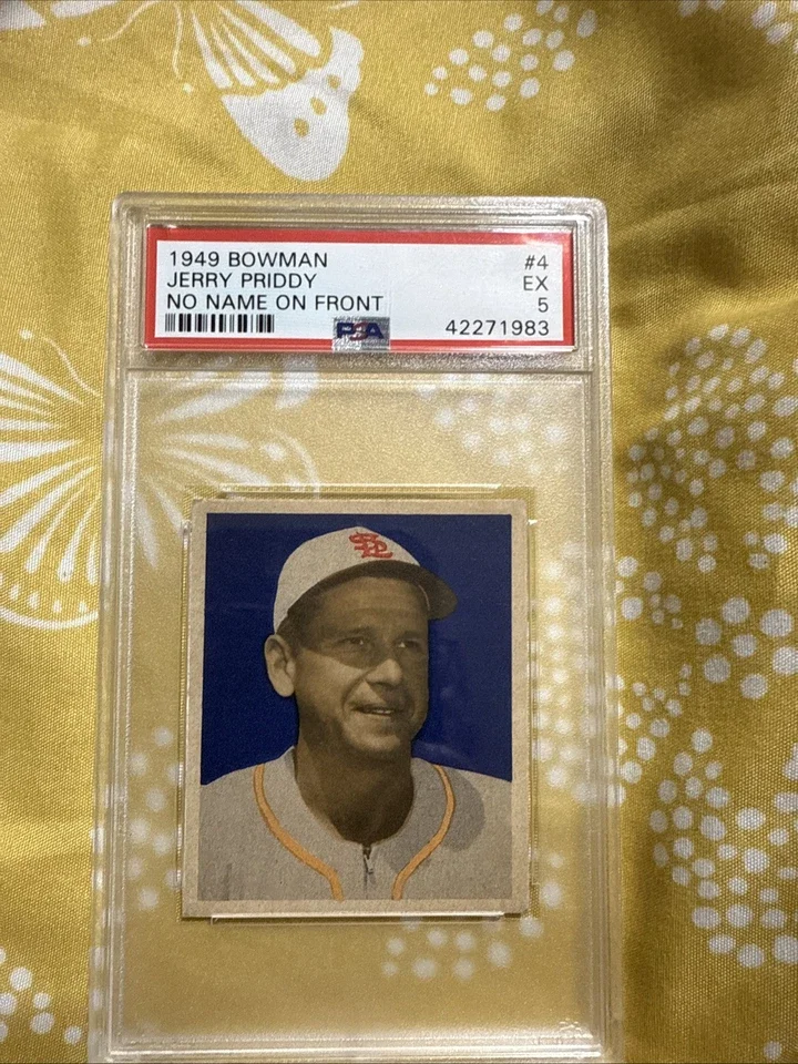 1949 Bowman Gray Back Jerry Priddy NNOF PSA 5