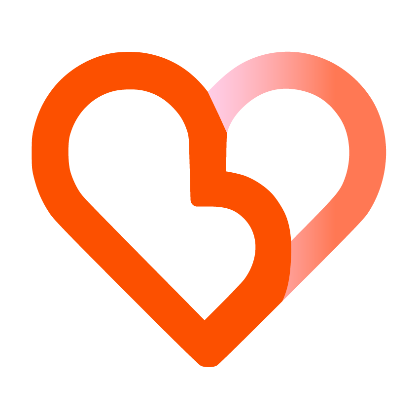 Two overlapping hearts, one red and one pink, against a black background.