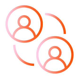 Close-up of a red and pink layered abstract design with curved shapes.