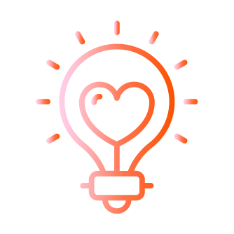 A stylized illustration of a virus or microbe with a circular shape and spike-like protrusions, in shades of orange and pink.