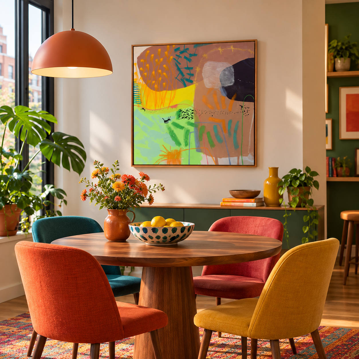 Coin-repas coloré avec peinture abstraite.png