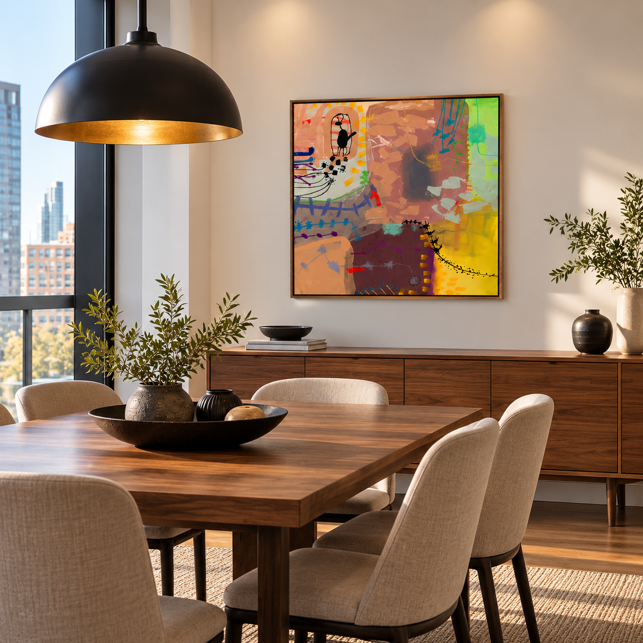 Salle à manger moderne avec art abstrait.png