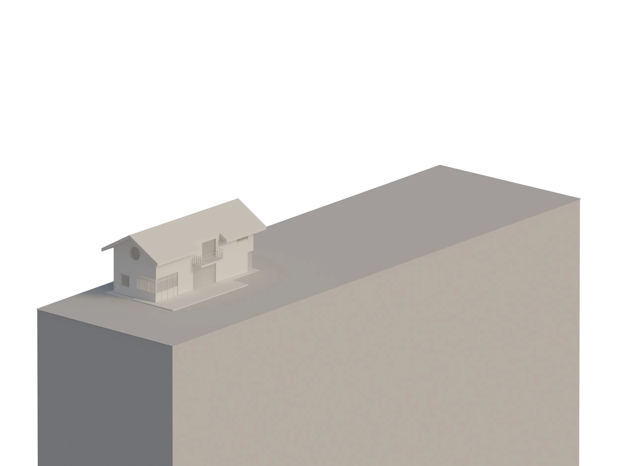 Machetă arhitecturală locuință de vacanță cu volum simplu și acoperiș în două ape