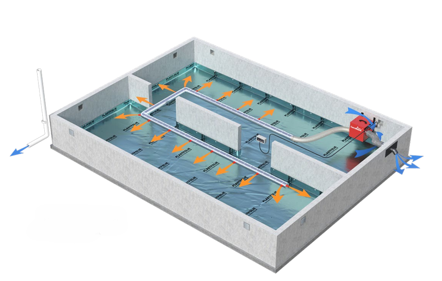 Rakennuksen alapohja eli ryömintätila.