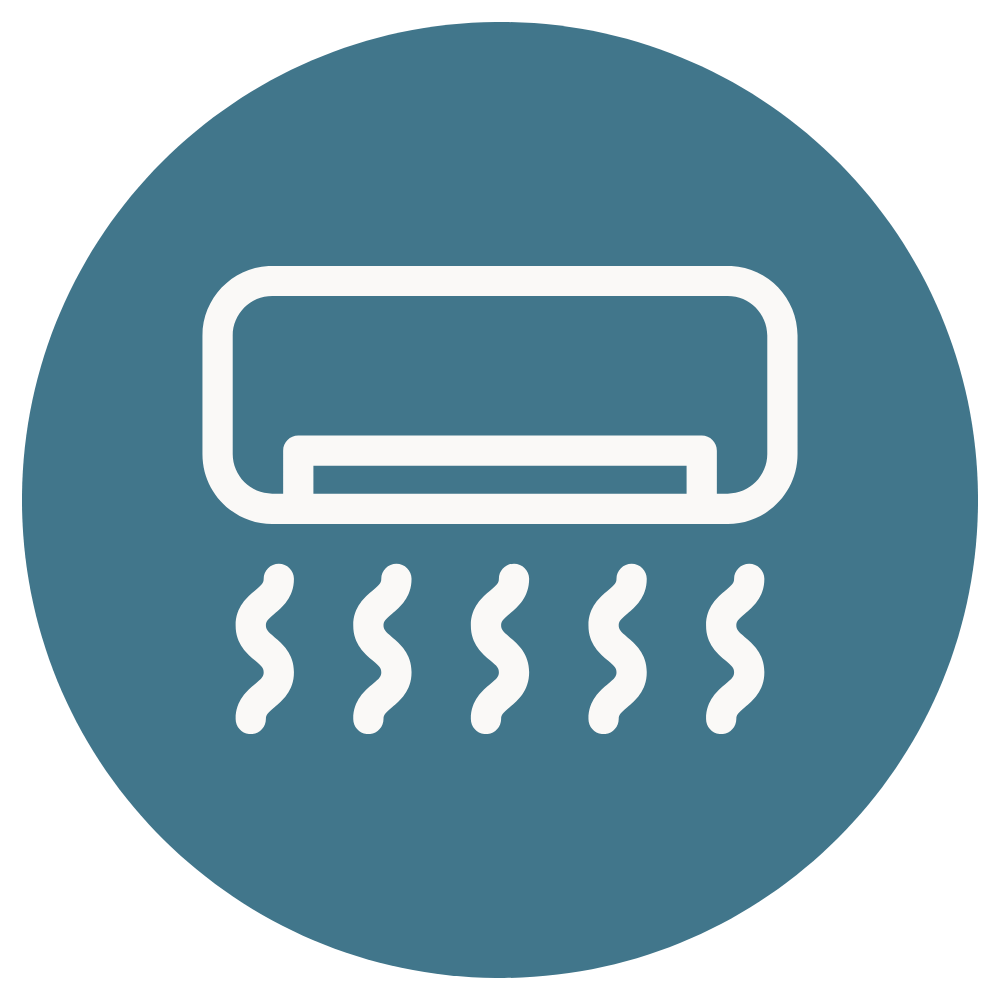 Symboli, jonka tarkoittaa tuuletusta ja vesivahinkojen kuivausta.