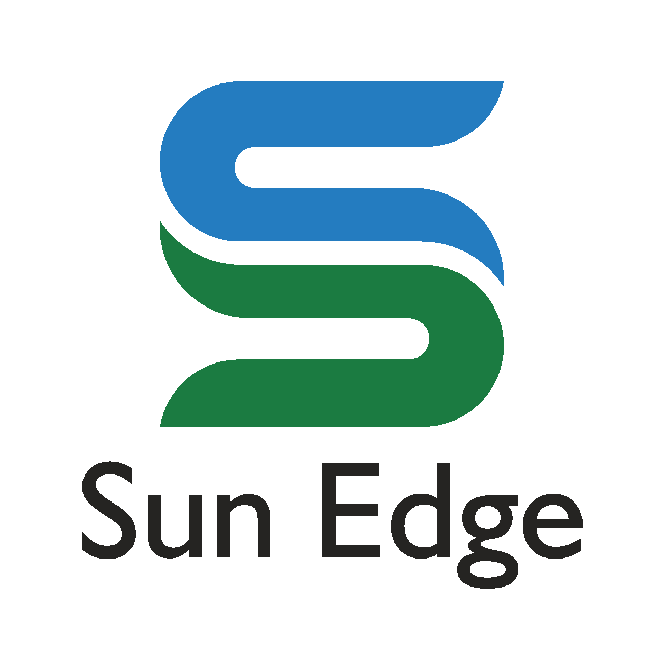 Logo with stylized letters 'S' in blue and green, with the words 'Sun Edge' below.