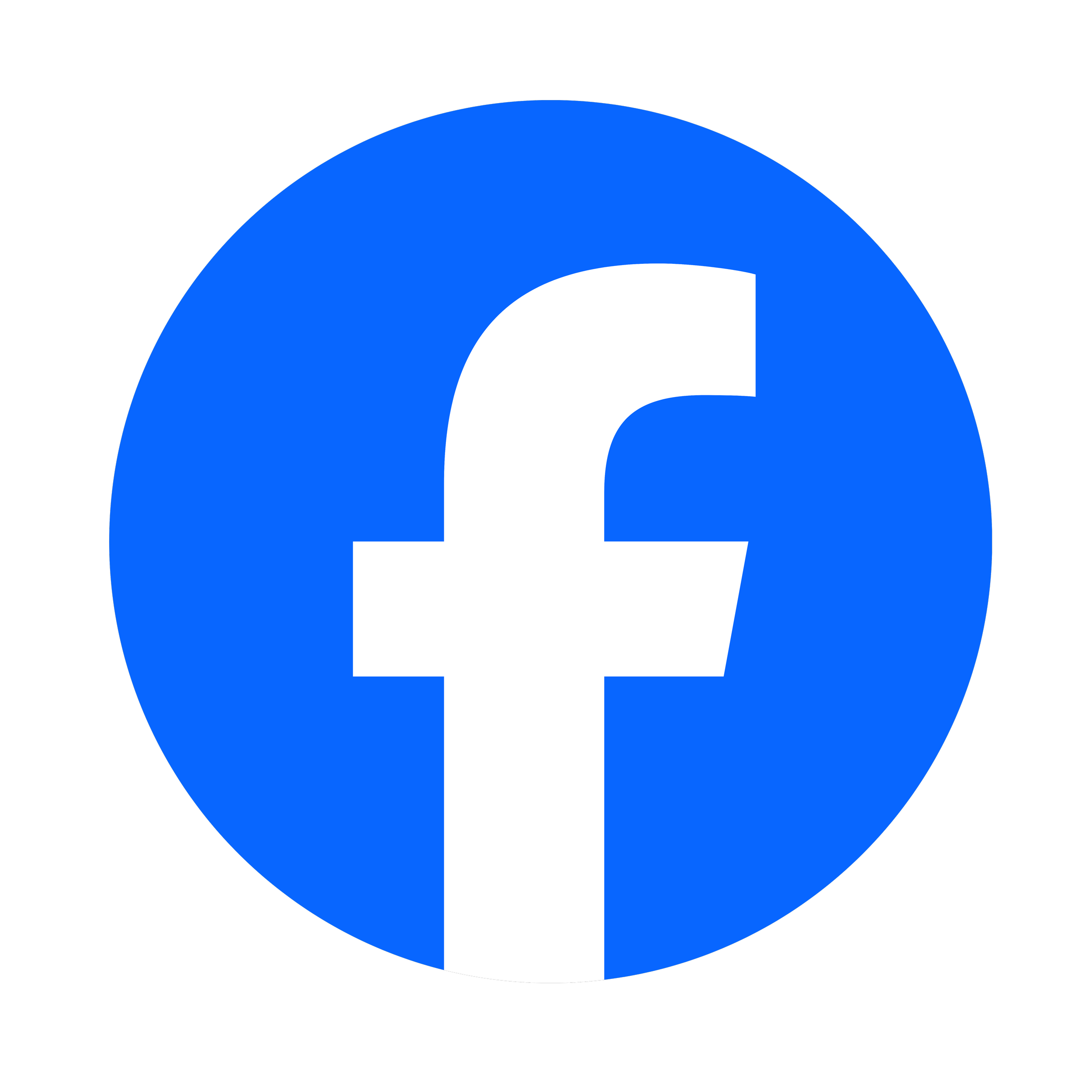 Facebook logo with white lowercase 'f' on a blue circle background.