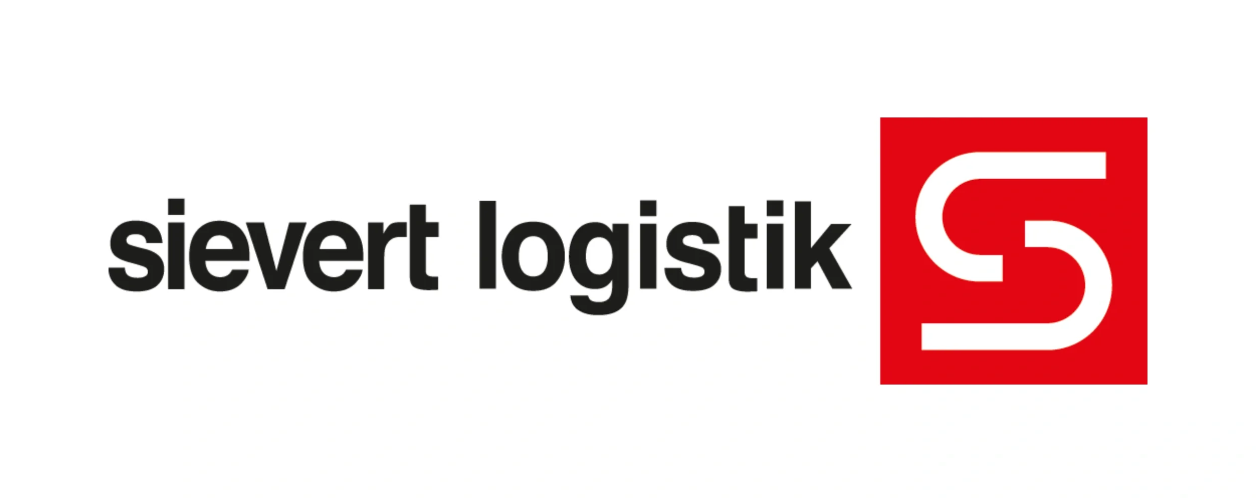 Logo von Sievert Logistik mit schwarzem Schriftzug und rotem Quadrat mit einem weißen stilisierten S