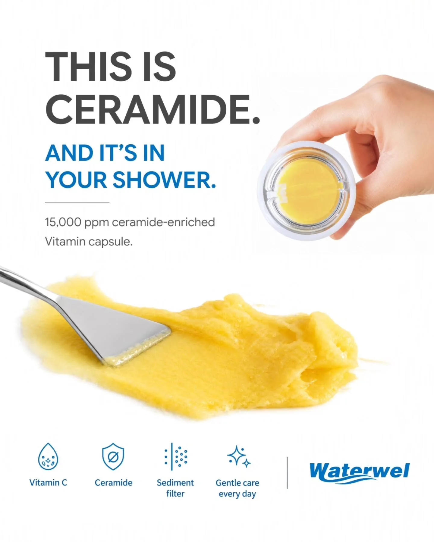 ✨ Ceramide-enriched Vitamin C capsule. In your shower. Every day.

15,000 ppm, sealed into every vitamin capsule.

K-Beauty begins in the shower.
Skincare begins with the quality of water.

Made in Korea. Now in the UK.

#Waterwel #VitaminShower #Cer