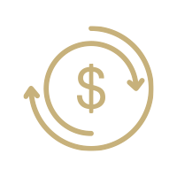 A dollar icon sign inside a circular arrow symbolising financial exchange or currency flow.
